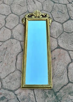 Spanish Giltwood Wall Mirror with Carved Crest, Baroque Revival, circa 1950–1960