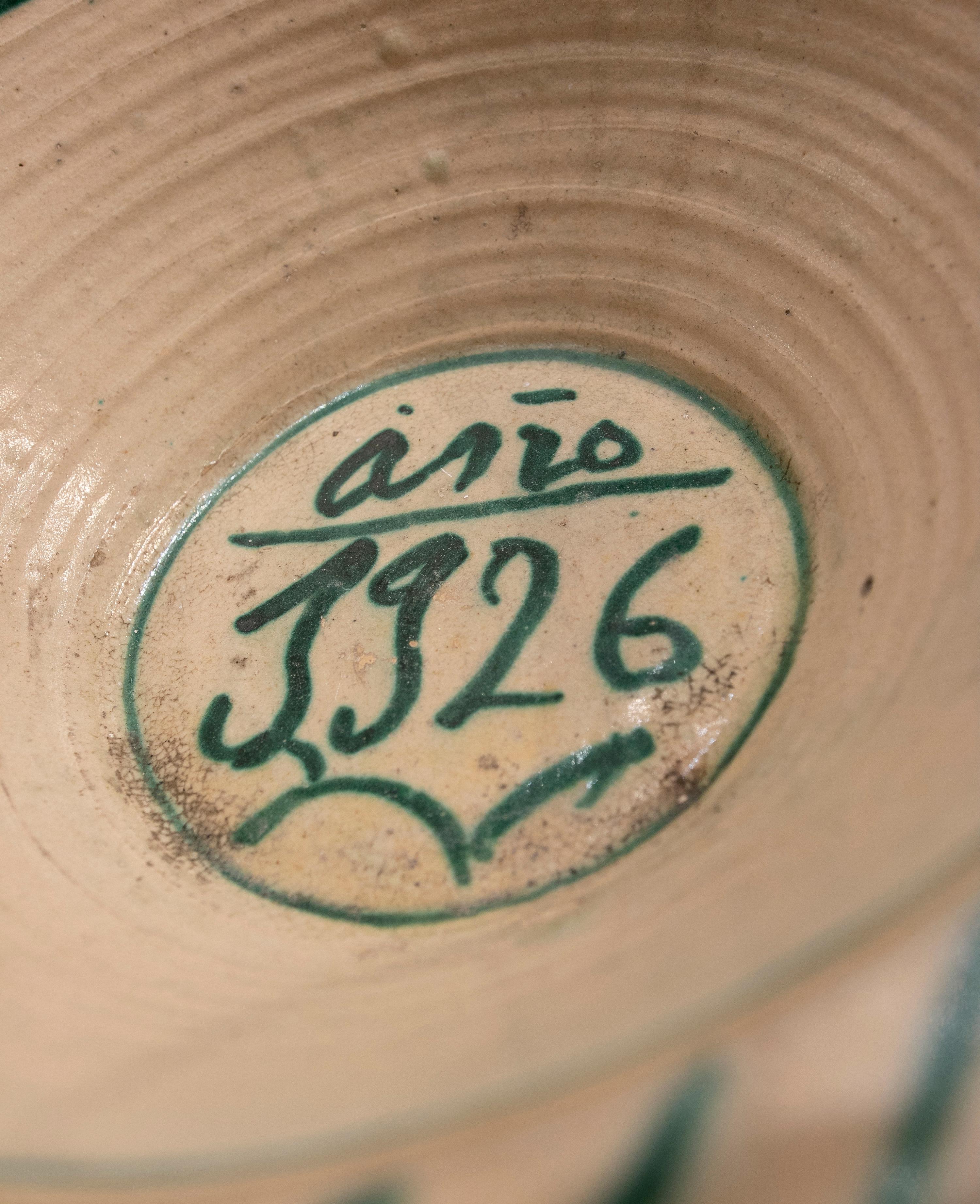 Vernissé Cramique espagnole maille  Lebrillo  avec inscription de la date de l'anne 1926 en vente