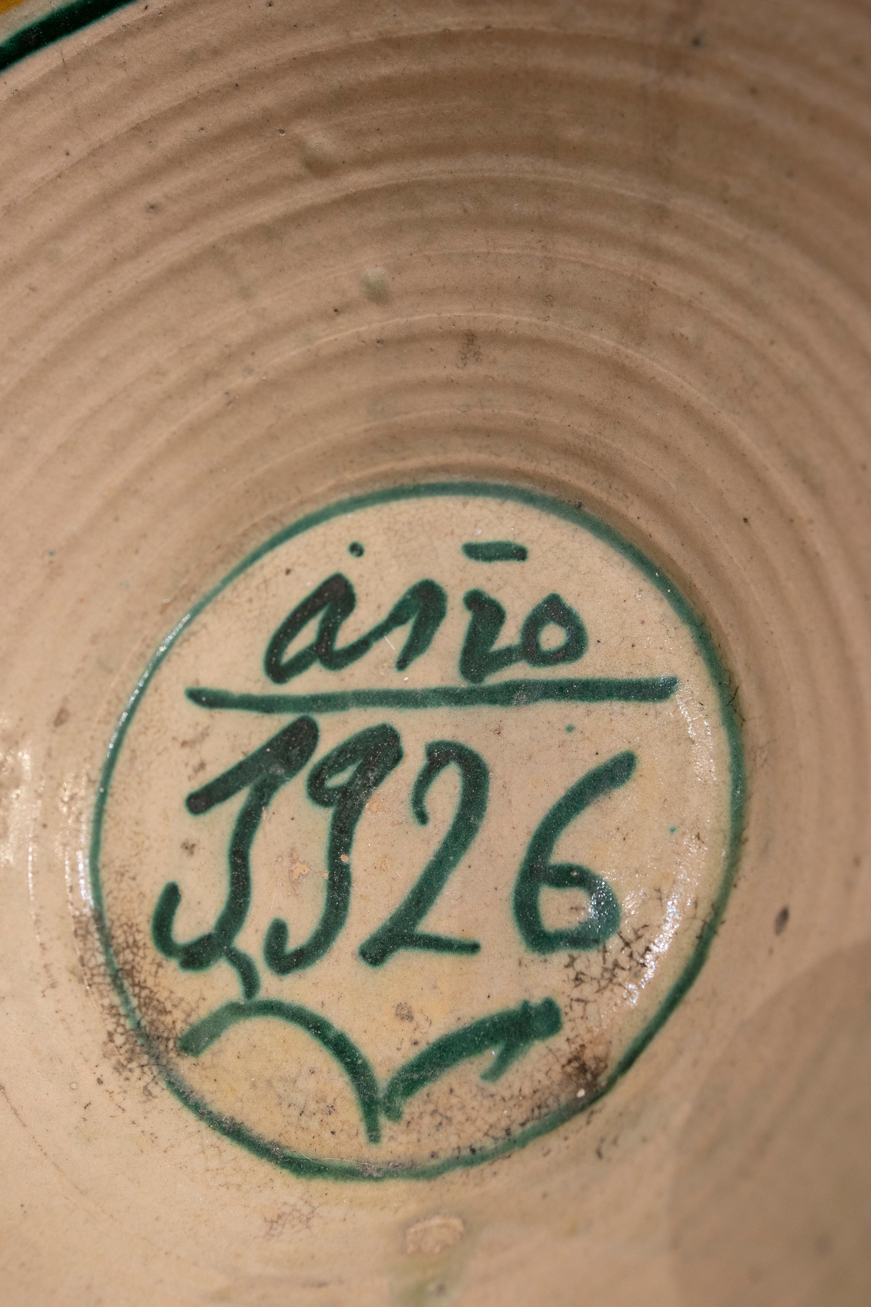 20ième siècle Cramique espagnole maille  Lebrillo  avec inscription de la date de l'anne 1926 en vente