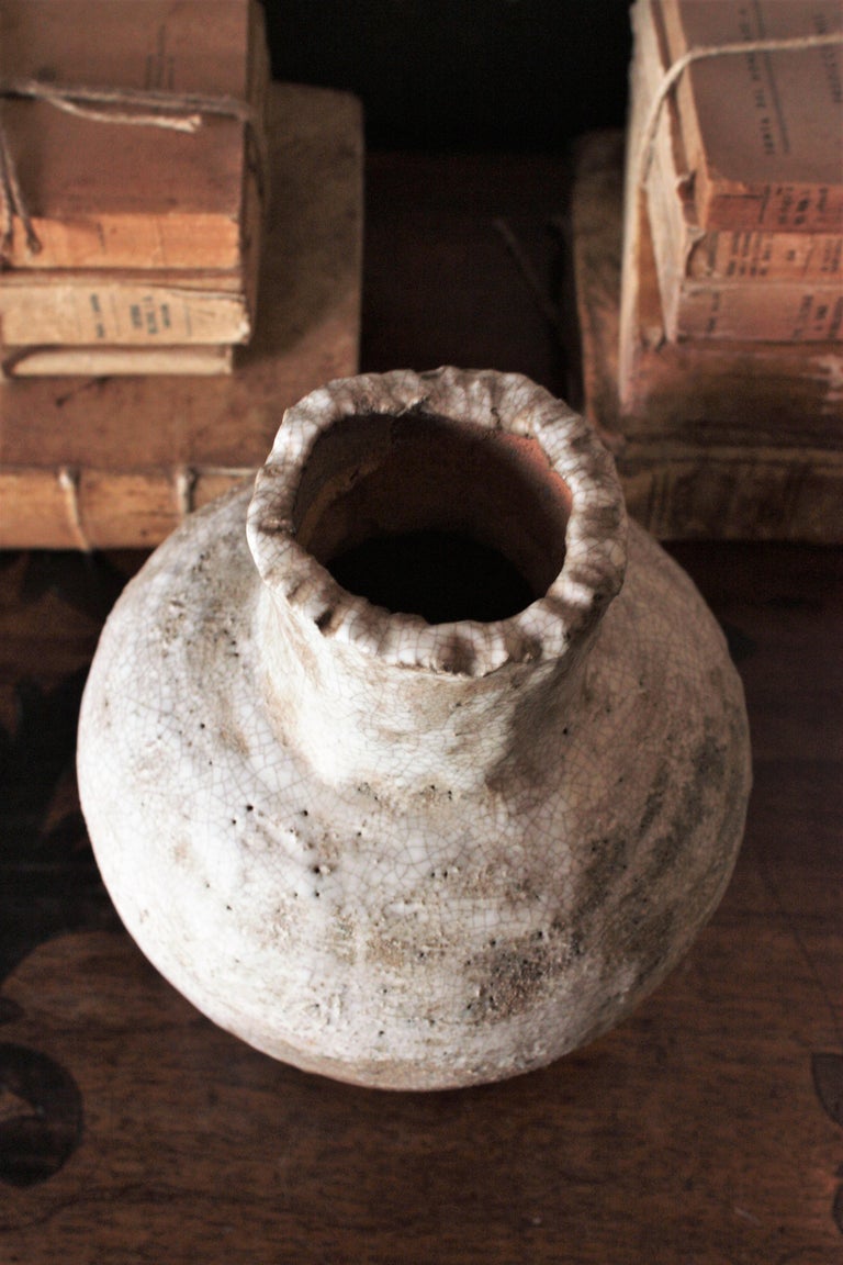 Spanish Glazed Terracotta Jar Vase, 1950s For Sale at 1stDibs