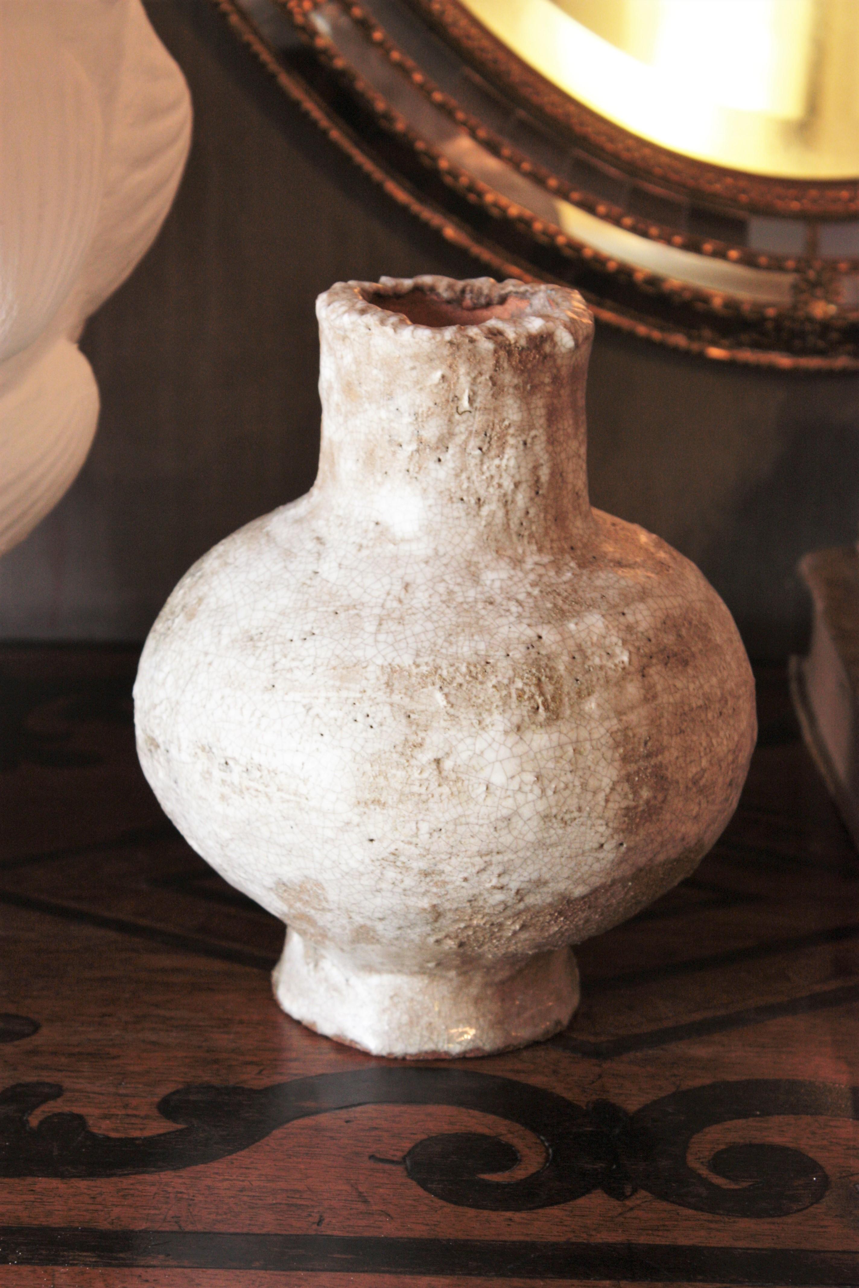 Spanish Glazed Terracotta Jar Vase, 1950s In Good Condition For Sale In Barcelona, ES