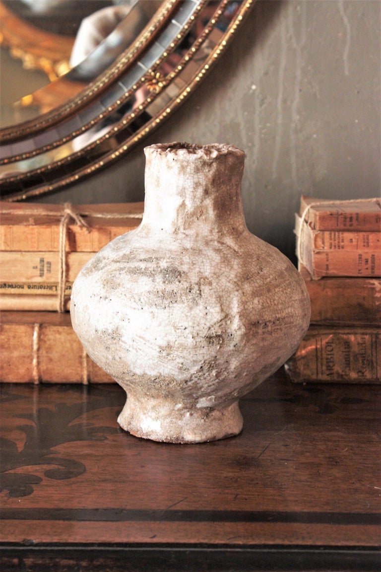 Spanish Glazed Terracotta Jar Vase, 1950s For Sale at 1stDibs