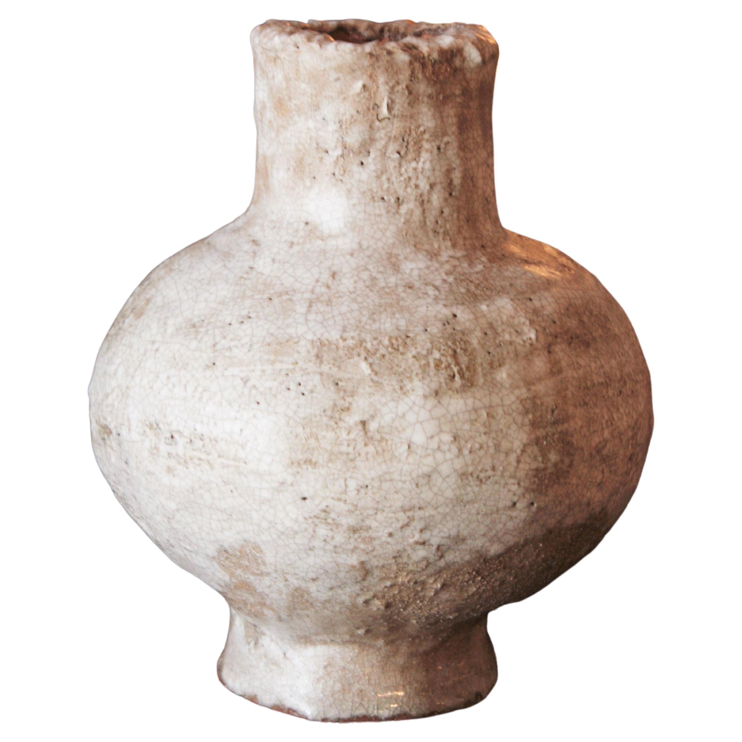 Spanish Glazed Terracotta Jar Vase, 1950s For Sale