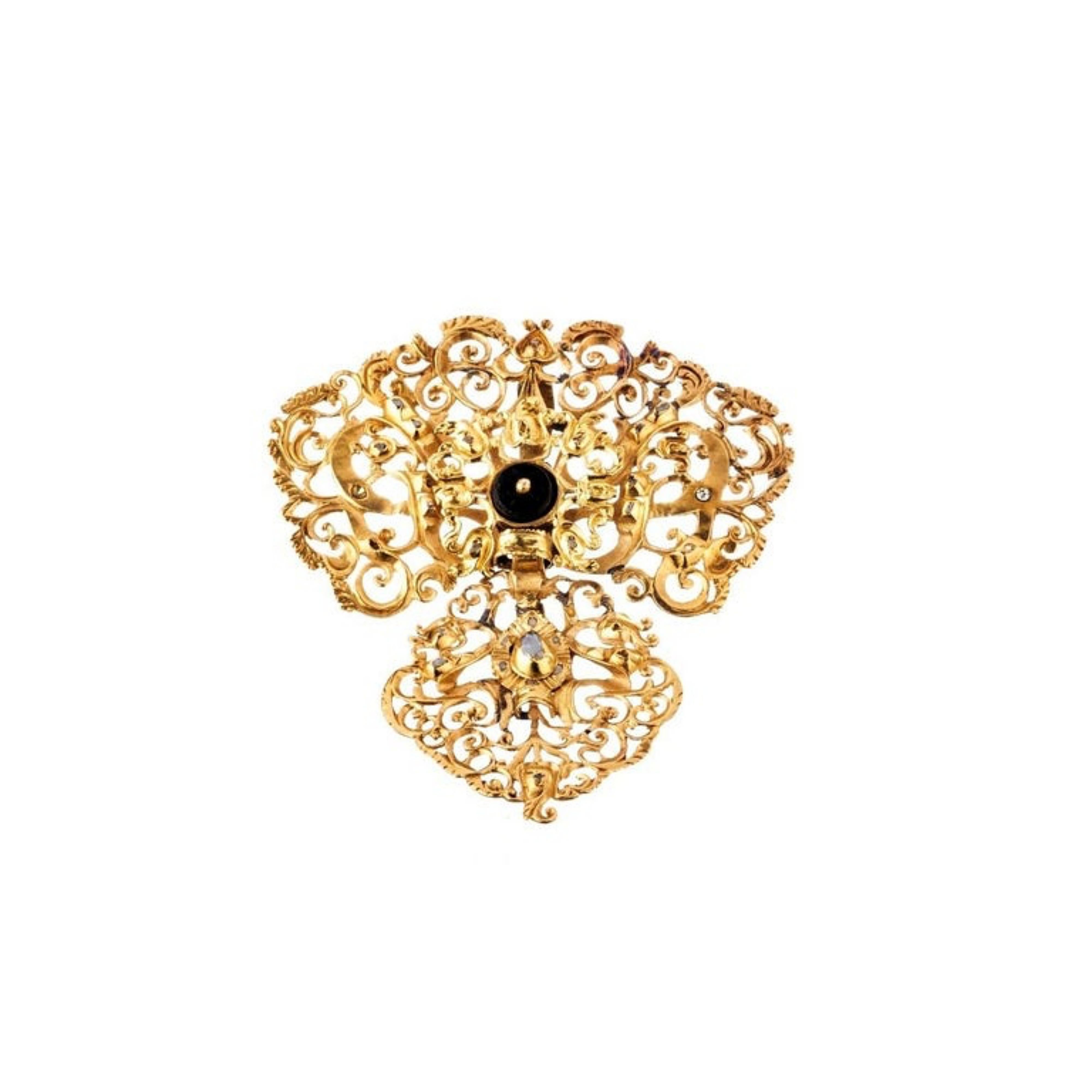 Colgante Español de Encaje de Oro y Diamantes del Siglo XVIII Hecho a mano en venta