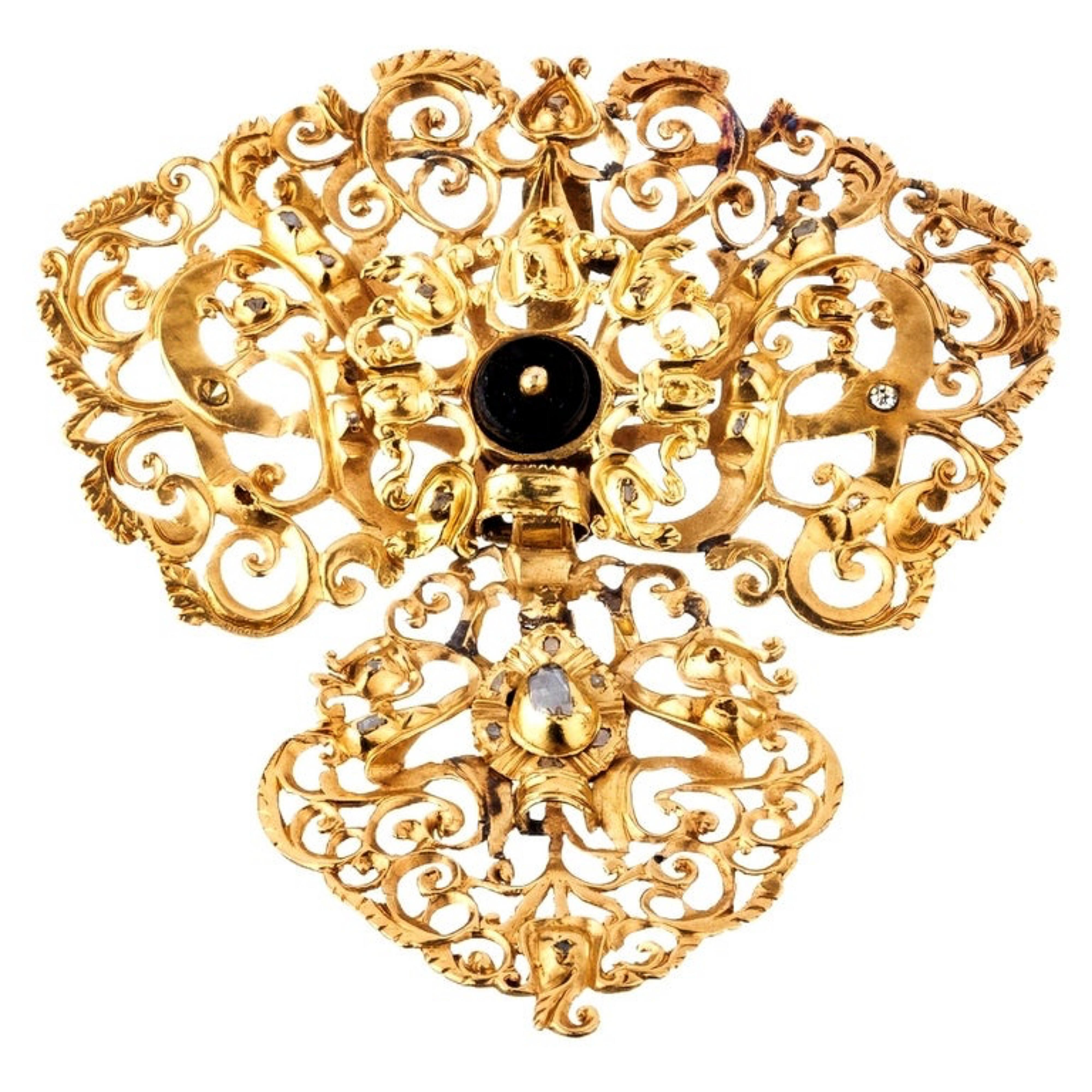 Colgante Español de Encaje de Oro y Diamantes del Siglo XVIII en Bueno estado para la venta en Madrid, ES
