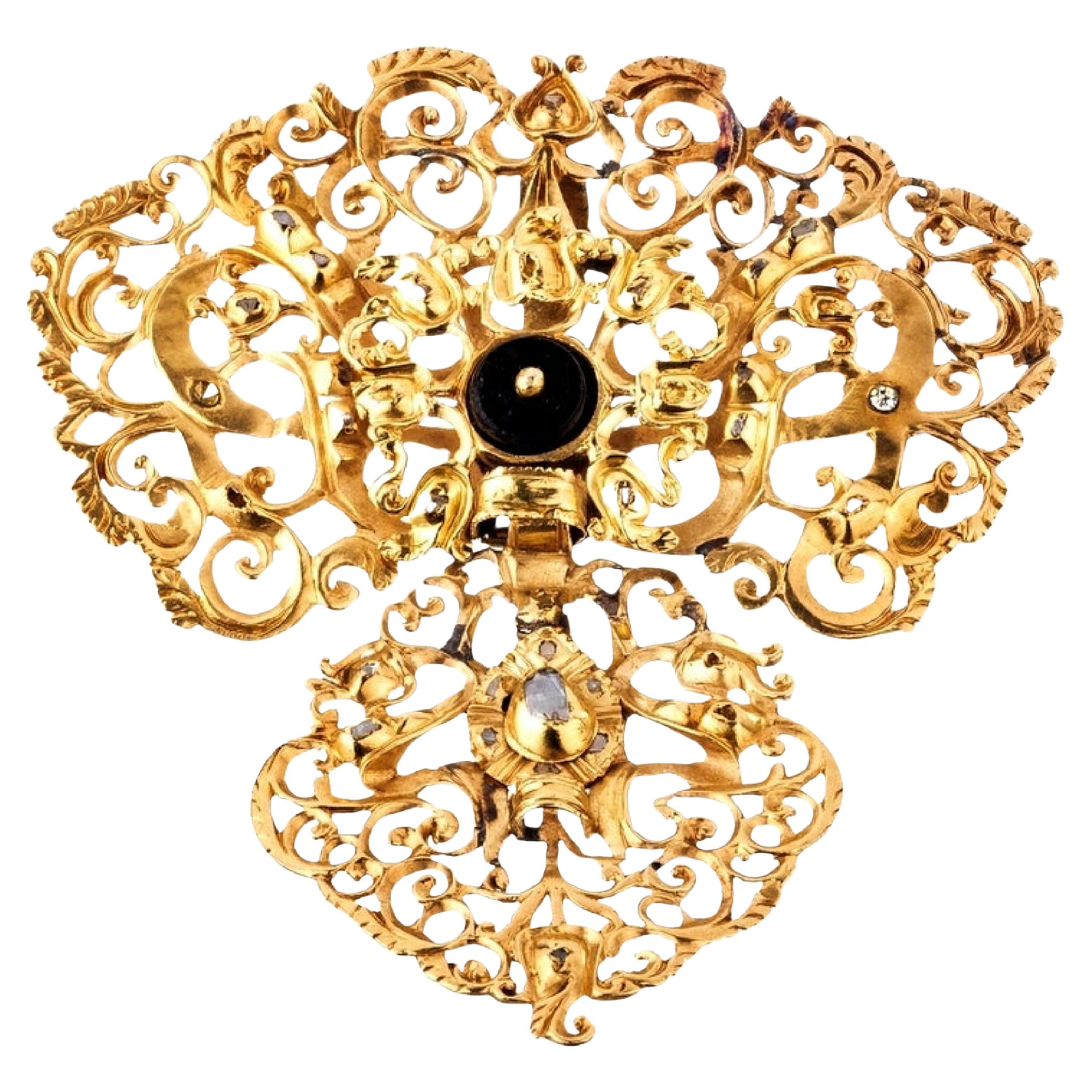 Colgante Español de Encaje de Oro y Diamantes del Siglo XVIII