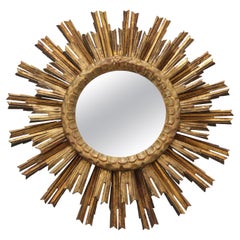 Spanischer Sonnenspiegel aus Gold mit Sonnenschliff