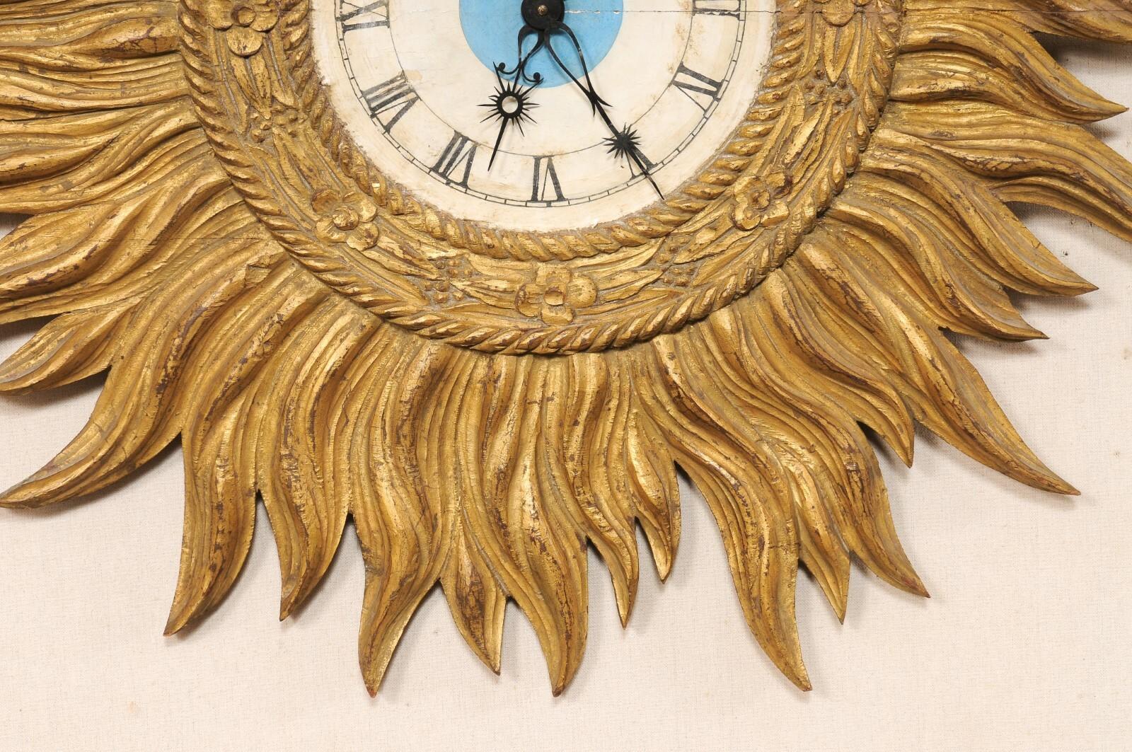 Spanish Gold Sunburst Wanduhr, 3 Ft. Durchmesser im Angebot 1