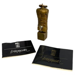 Spanish golden metal sculpture Micro David Off by Miguel Berrocal, 1969-71