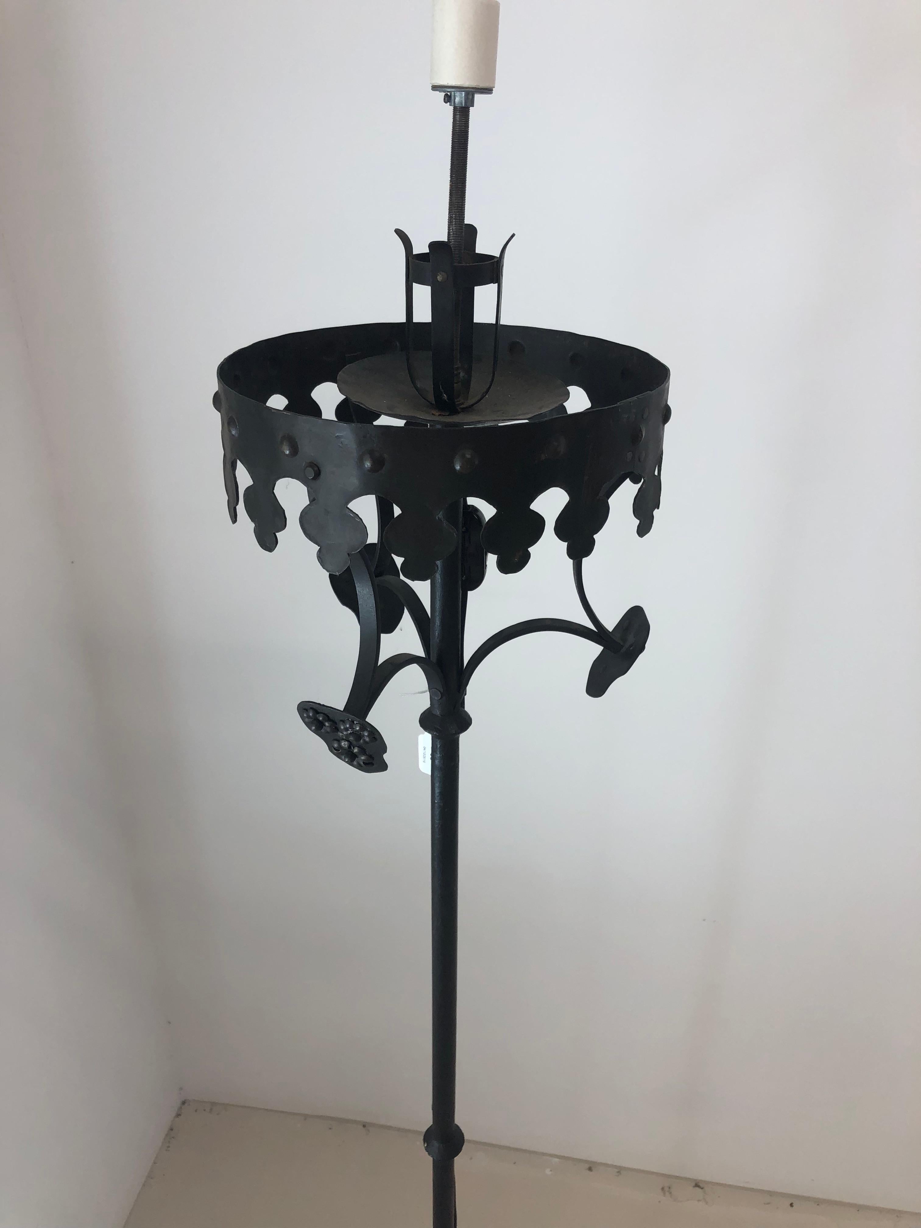 A 19th century Spanish Gothic floor lamp/candlestand.