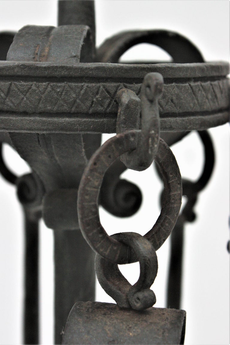 Spanish Gothic Revival Fireplace Tools Stand in Wrought Iron with ...