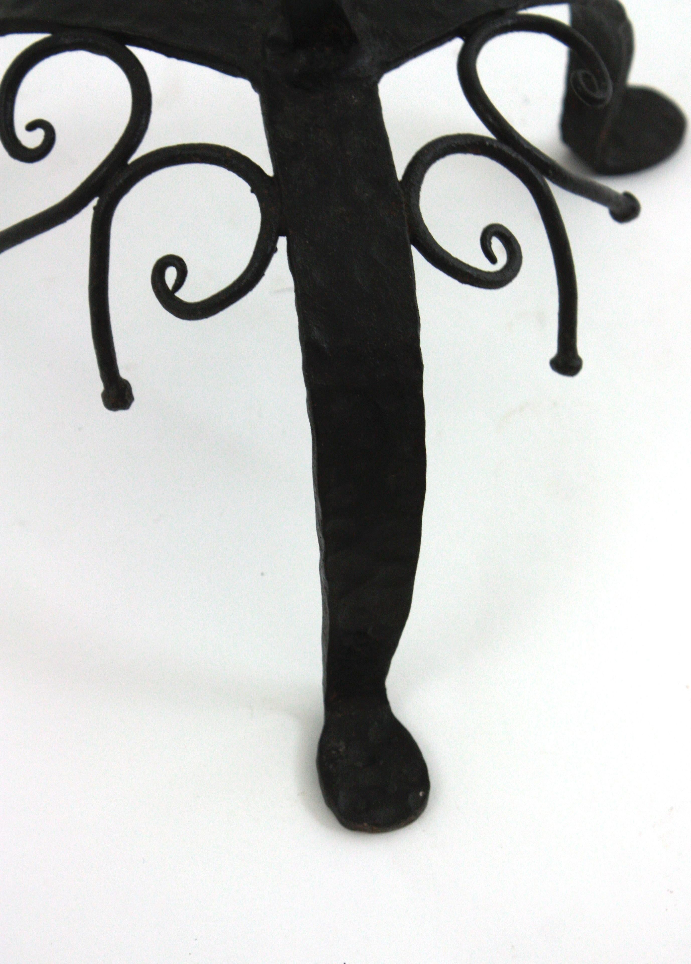Soporte para Juego de Herramientas de Chimenea con Motivo de Dragón de Estilo Gótico Español, Hierro Forjado Negro en venta 7