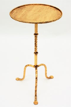 Spanish Gothic Style Gold Leaf Gilt Iron Gueridon, Drinks Table or Side Table