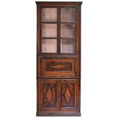 Spanish Grain Painted Tall Secretary Bookcase, Second Half of the 19th Century