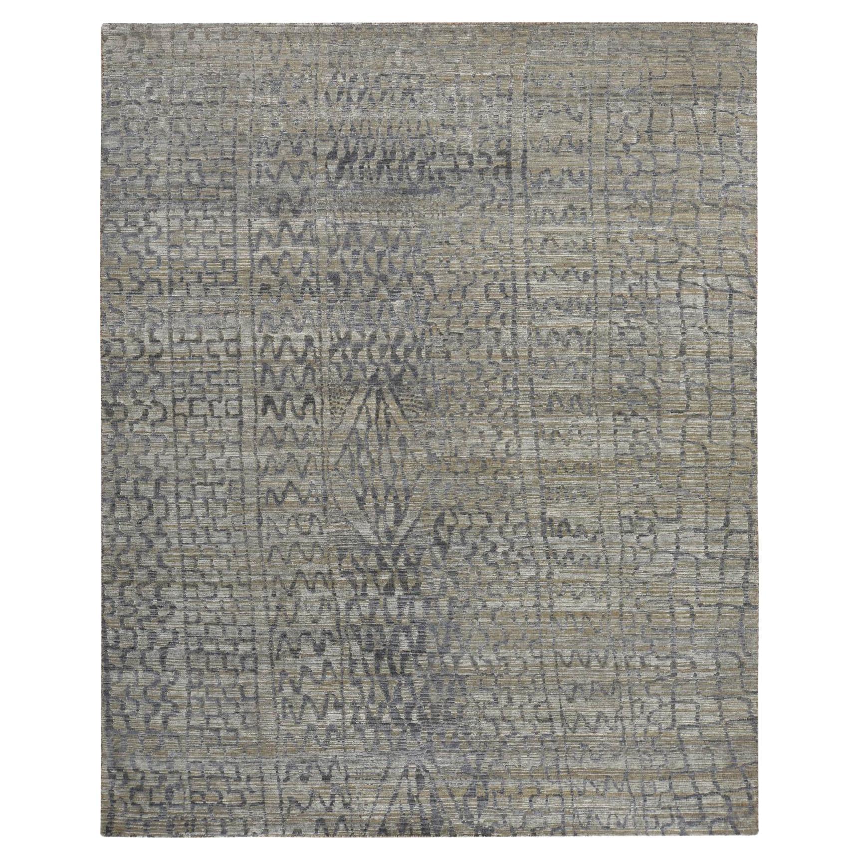 Alfombra Oriental Anudada a Mano 100% Seda con Influencia Bereber Gris Española Tono sobre Tono en venta