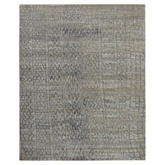 Tapis oriental noué à la main, 100 % soie, gris d'influence berbère, ton sur ton