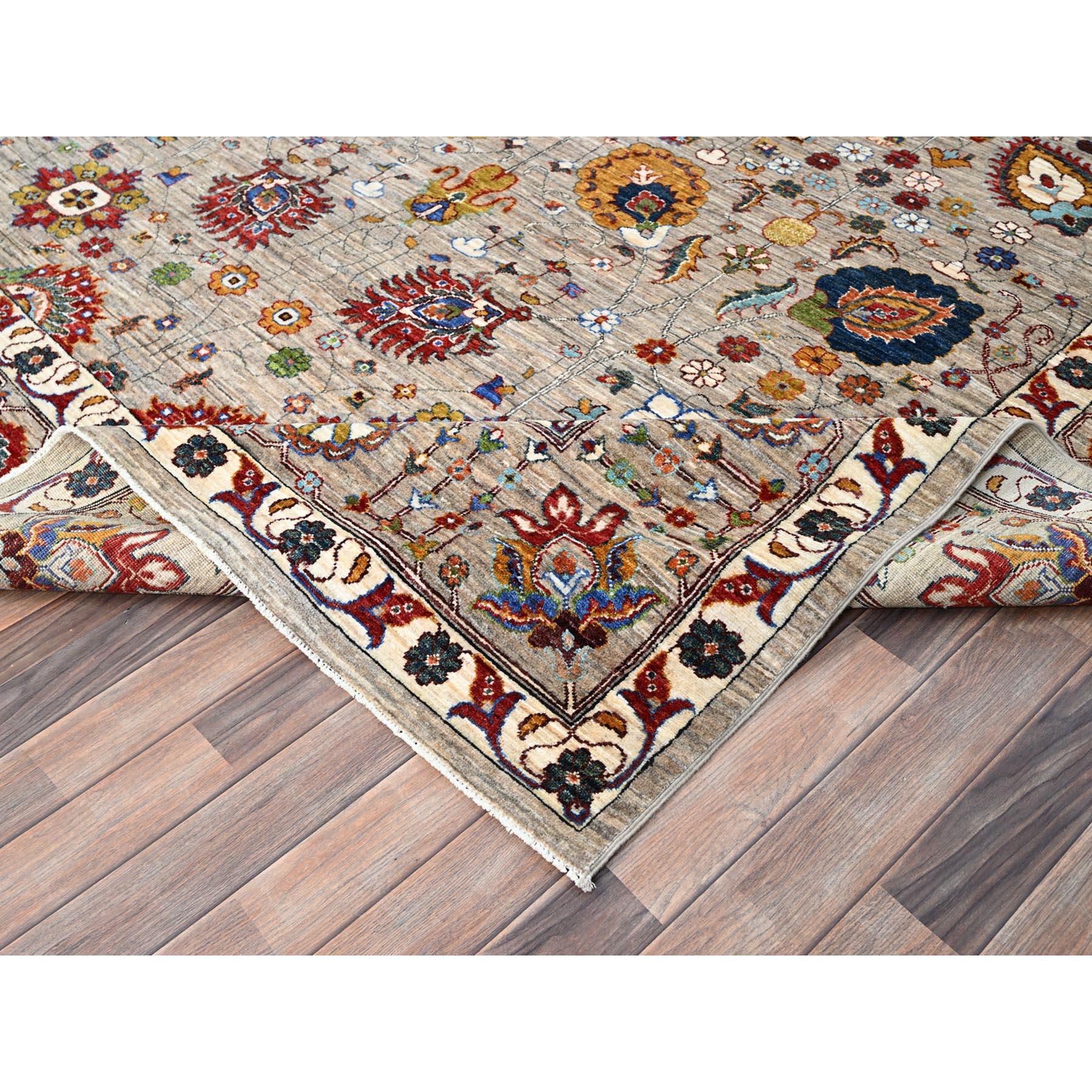 Spanish Gray Hand Knotted Sultani Floral Pattern Wool Oriental Rug 8'10