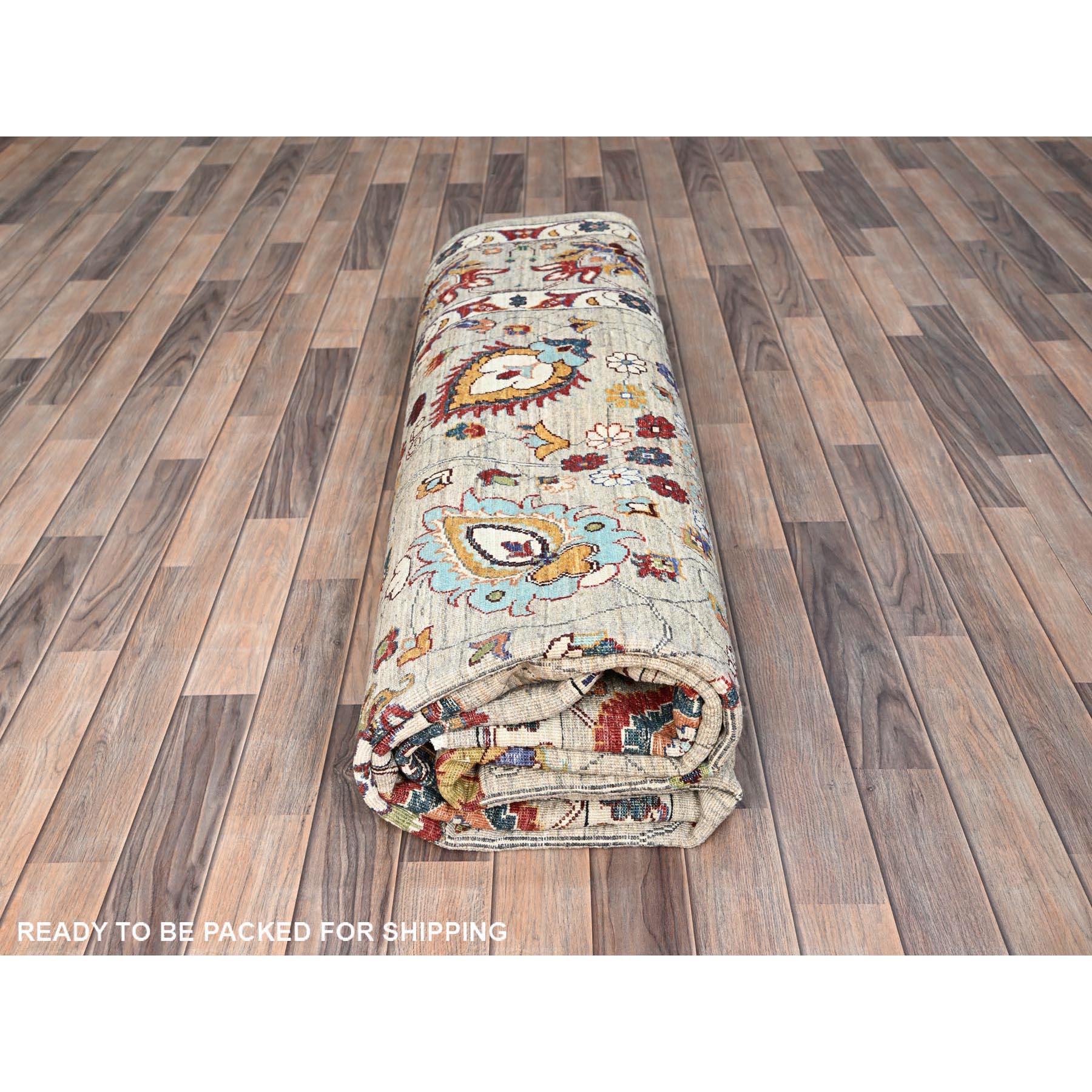 Spanish Gray Hand Knotted Sultani Floral Pattern Wool Oriental Rug 8'10