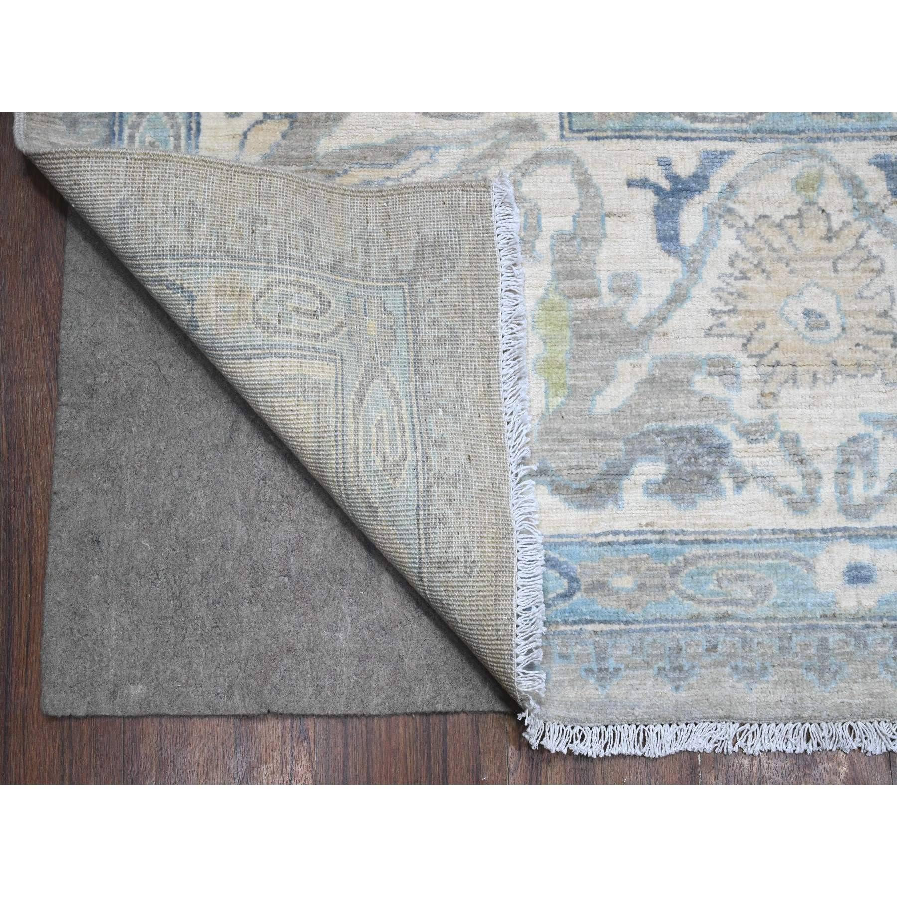 Afghan Spanish Gray Organic Wool Mahal Design Hand Knotted Oriental Rug 9'1