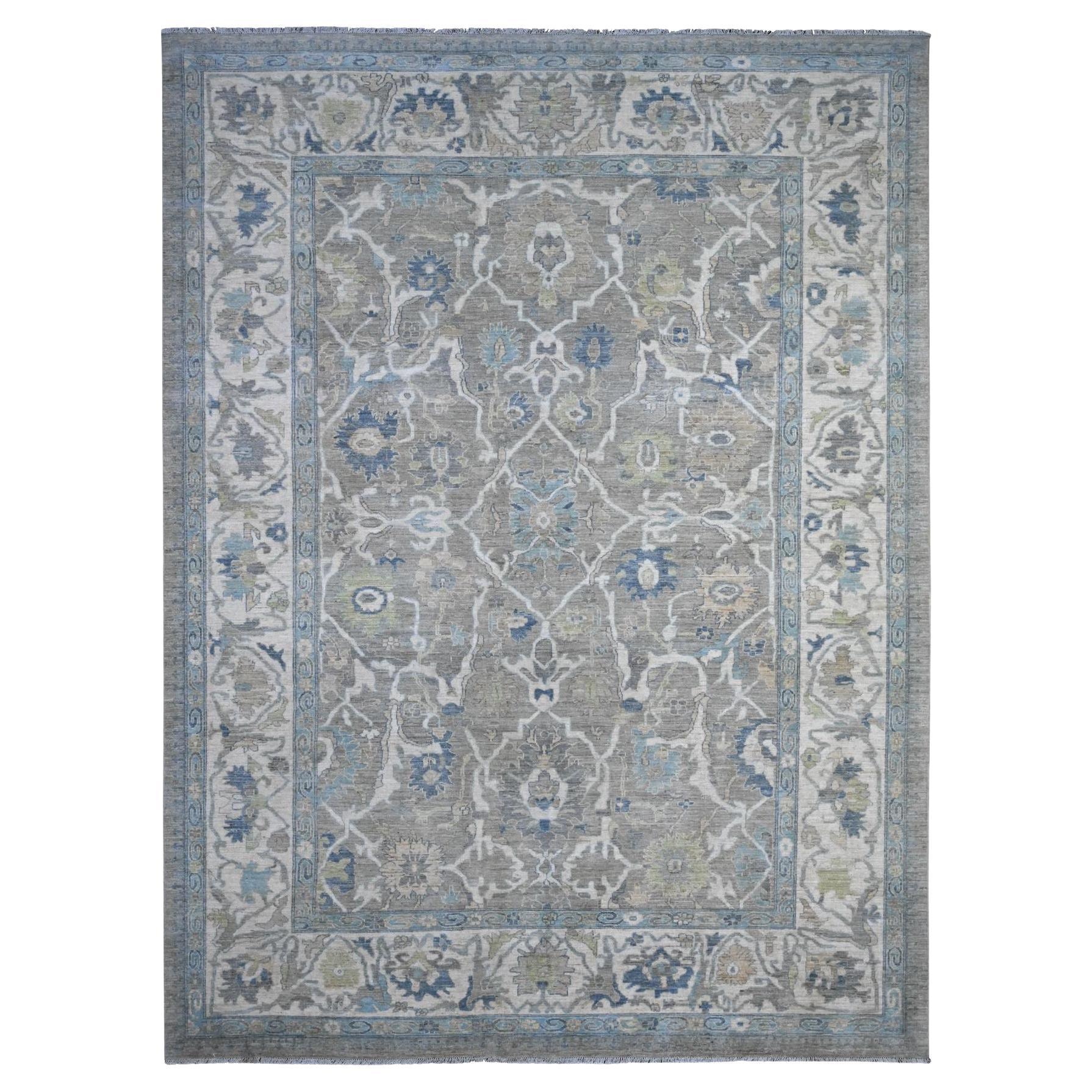 Tapis oriental noué à la main gris espagnol Mahal Design 9'1" x 11'10"