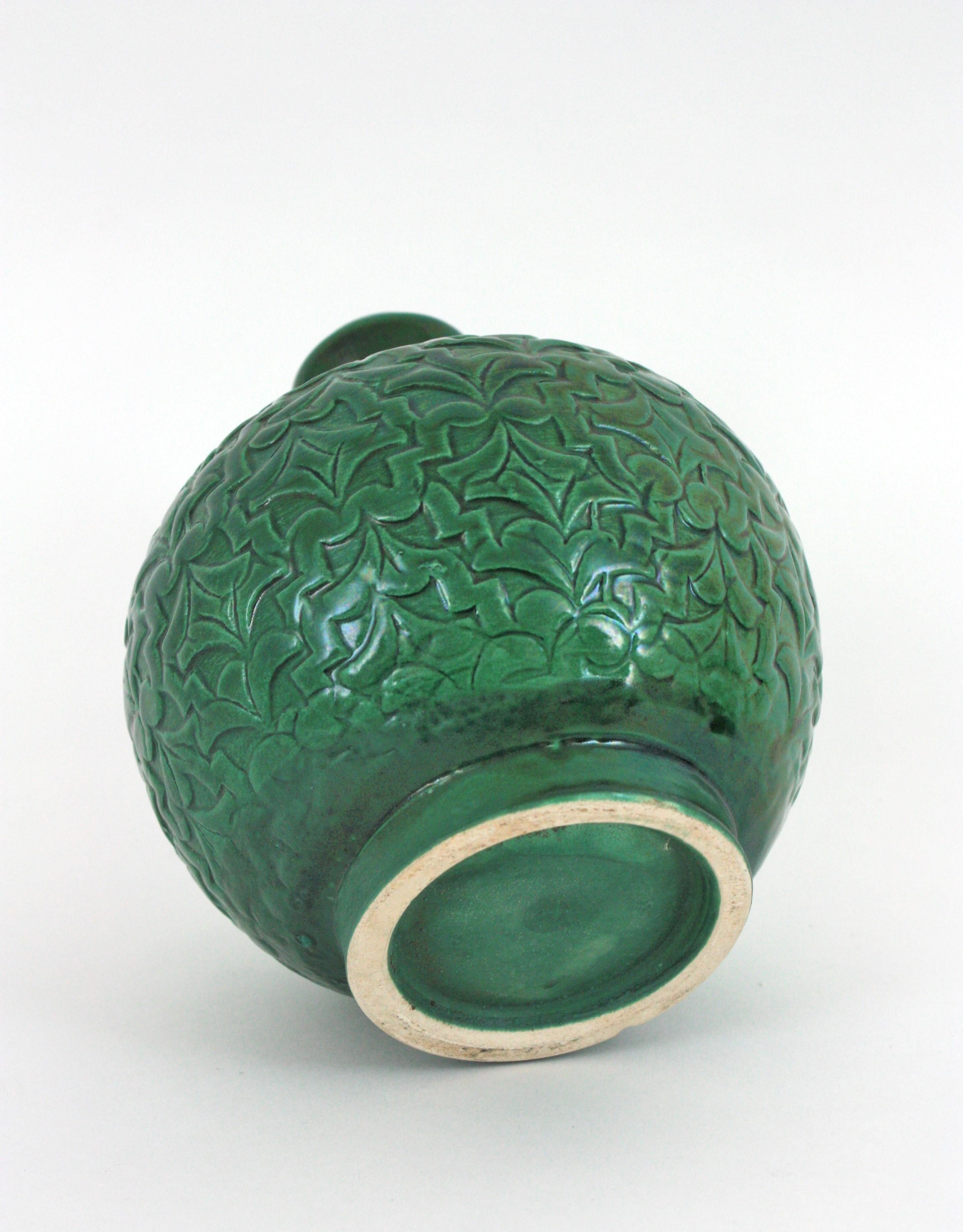 Vaso brocca in ceramica verde spagnola, anni '50 in vendita 5