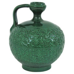 Spanish Green Ceramic Jug Vase, 1950s
