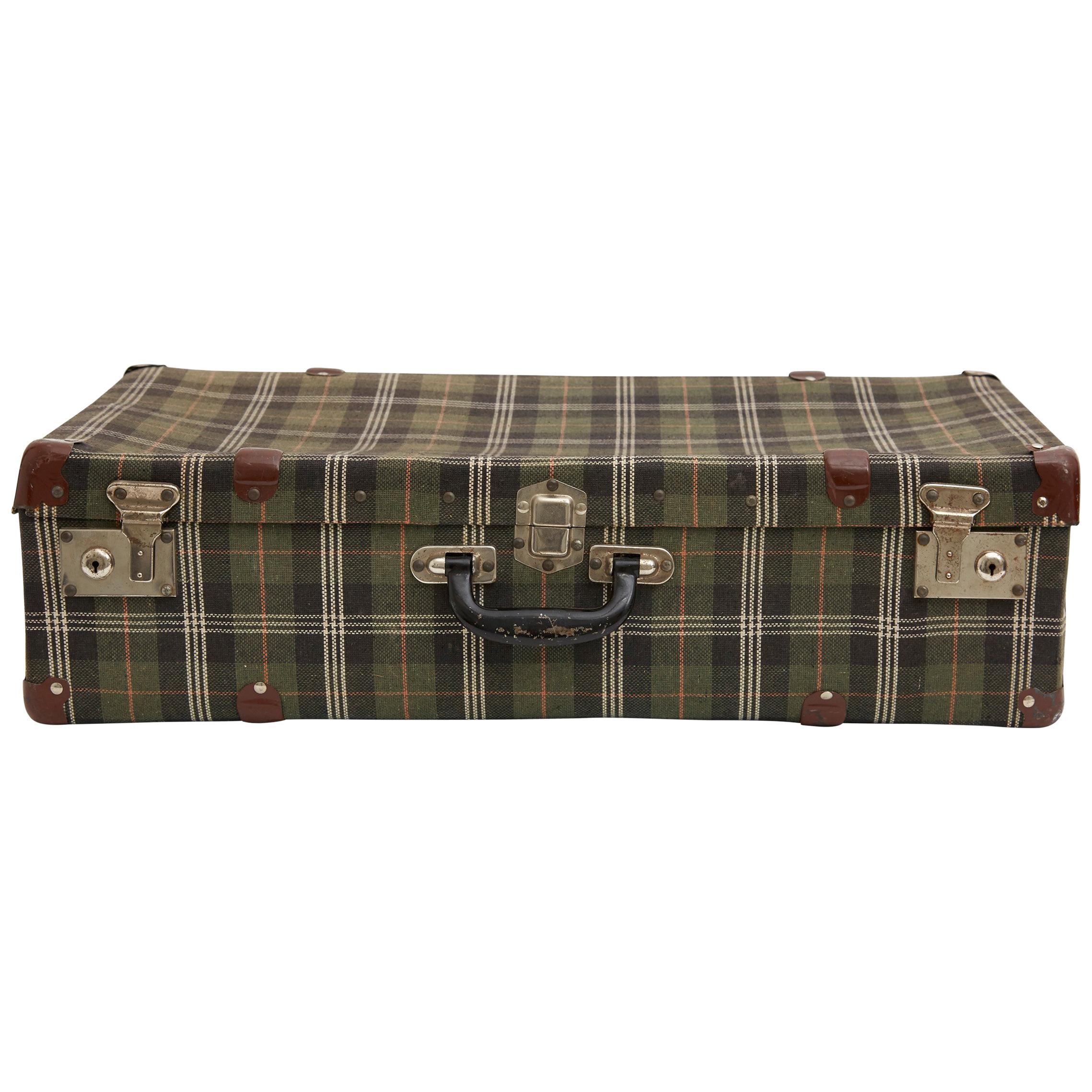 Spanish Green Plaid Twill Suitcase