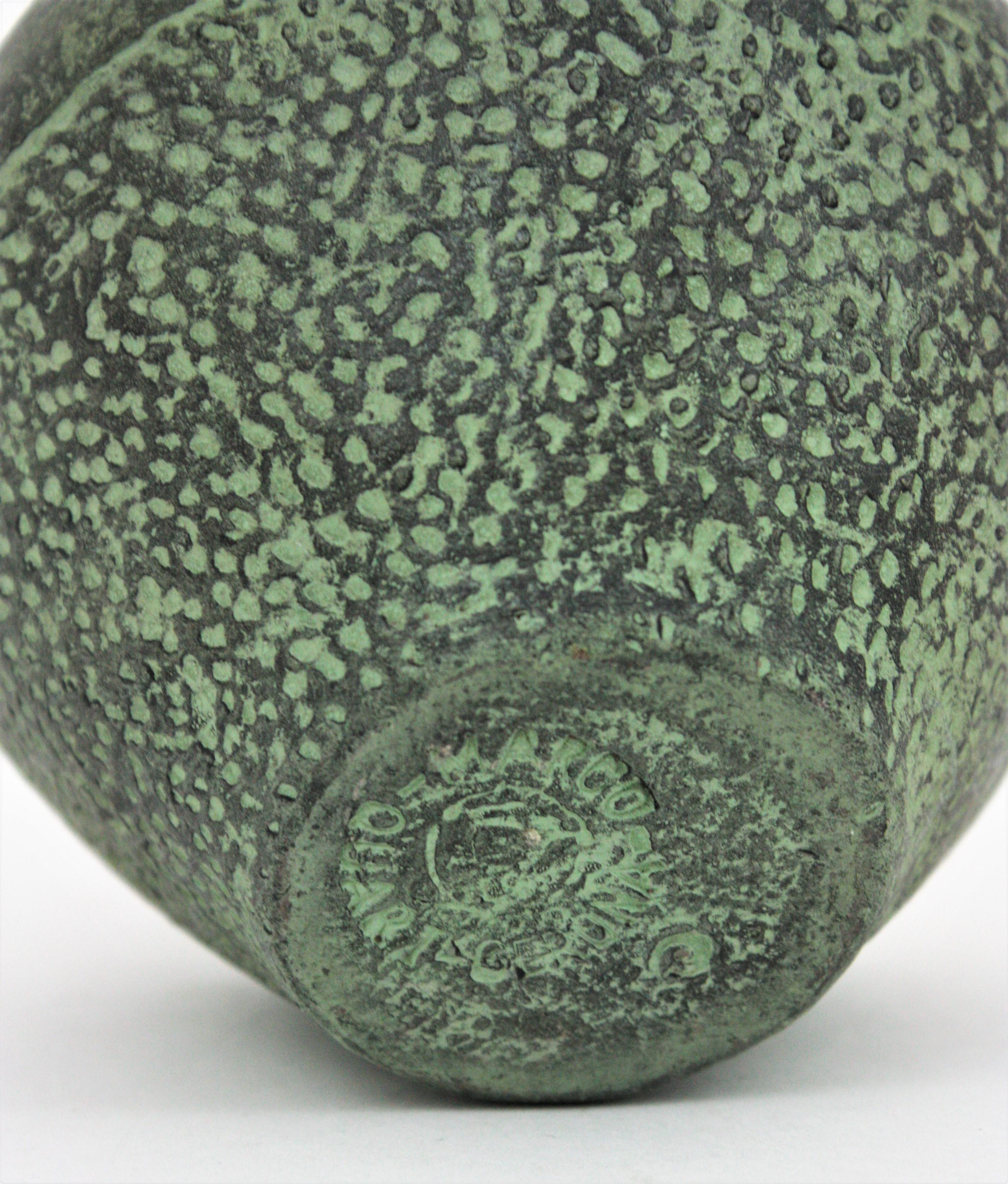 Spanish Green Terracotta Bottle Vase or Vessel For Sale 4