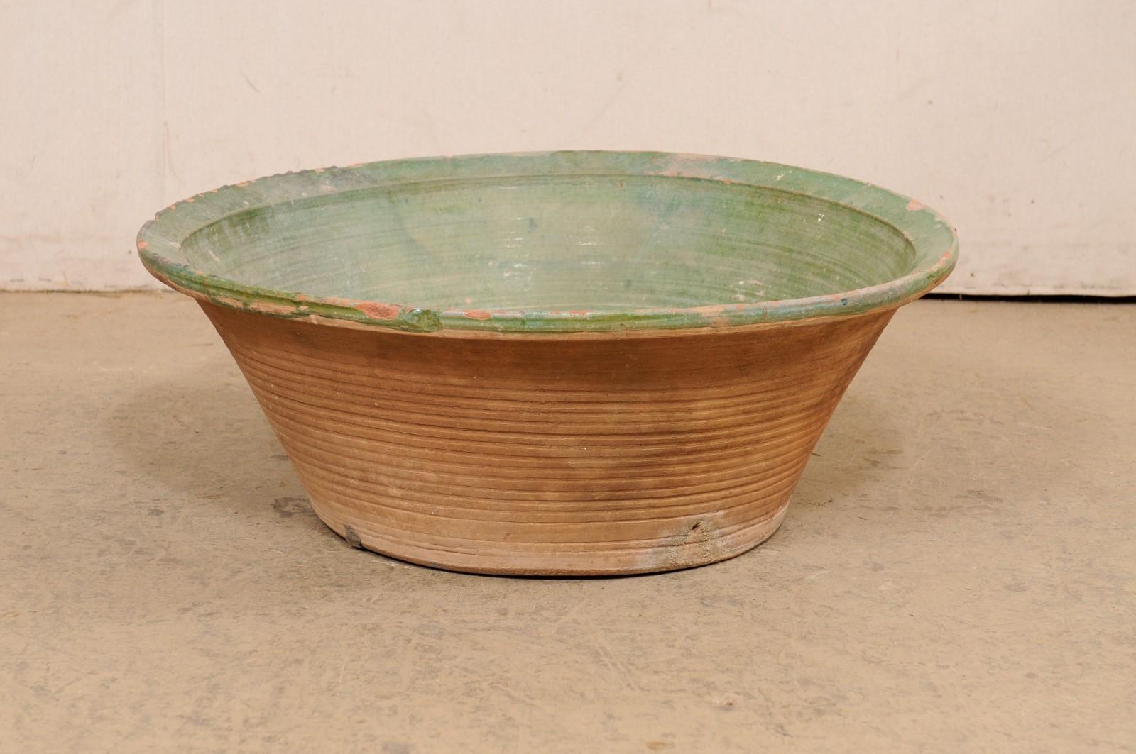 Spanish Green Terracotta Bowl, Early 20th Century For Sale 8