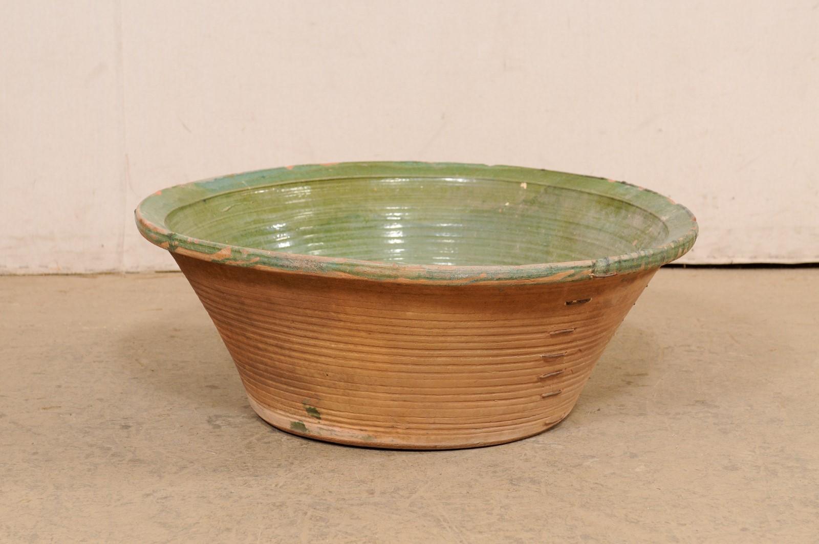 Spanish Green Terracotta Bowl, Early 20th Century For Sale 6