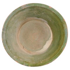 Antique Spanish Green Terracotta Bowl, Early 20th Century