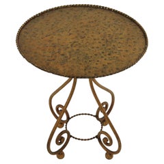 Spanish Gueridon Drinks Occasional Low Side Table in Gilt Wrought Iron, 1940s