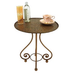 Spanish Gueridon Drinks Occasional Low Side Table in Gilt Wrought Iron, 1940s