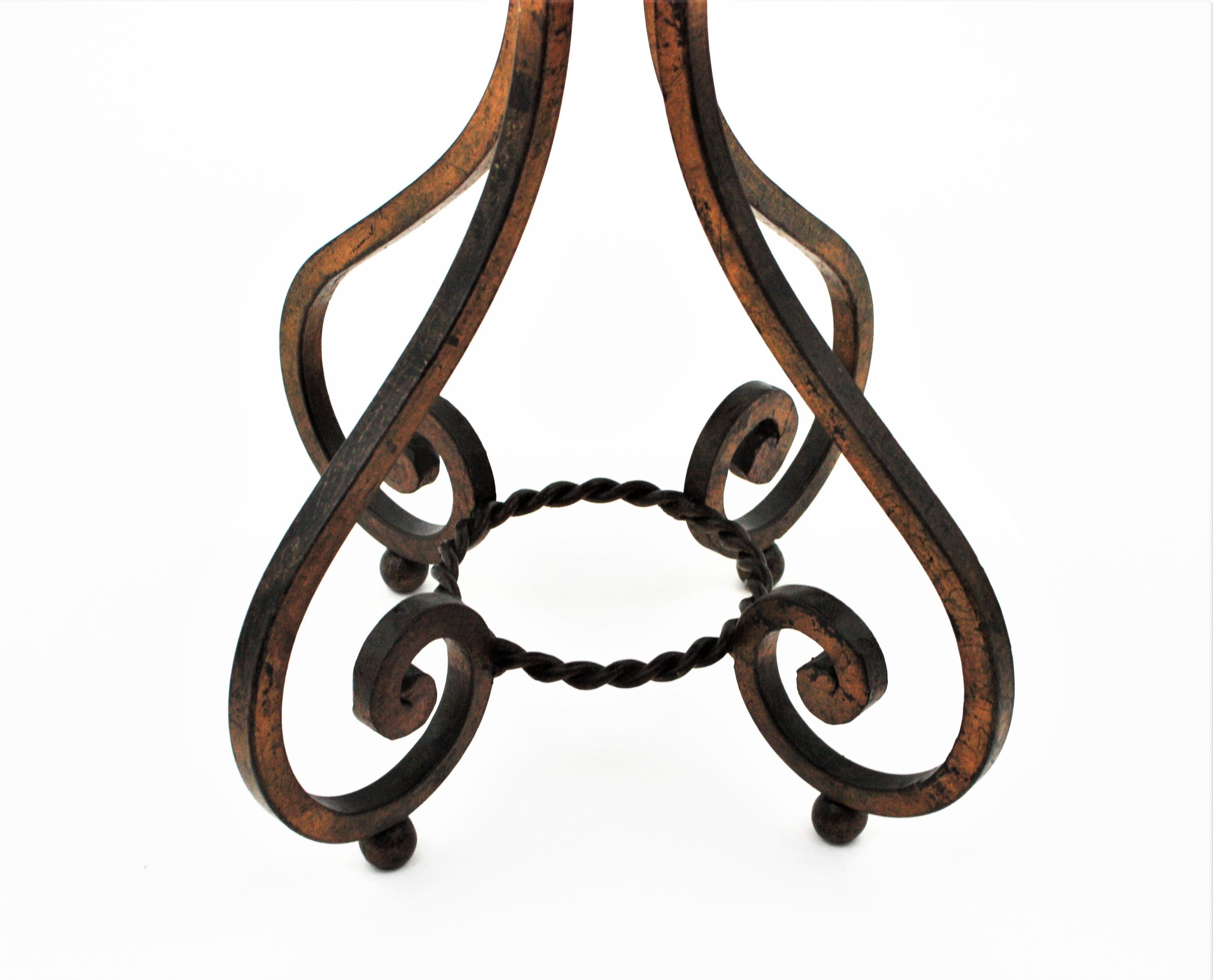 Spanish Gueridon Drinks Occassional Low Side Table in Gilt Wrought Iron 6