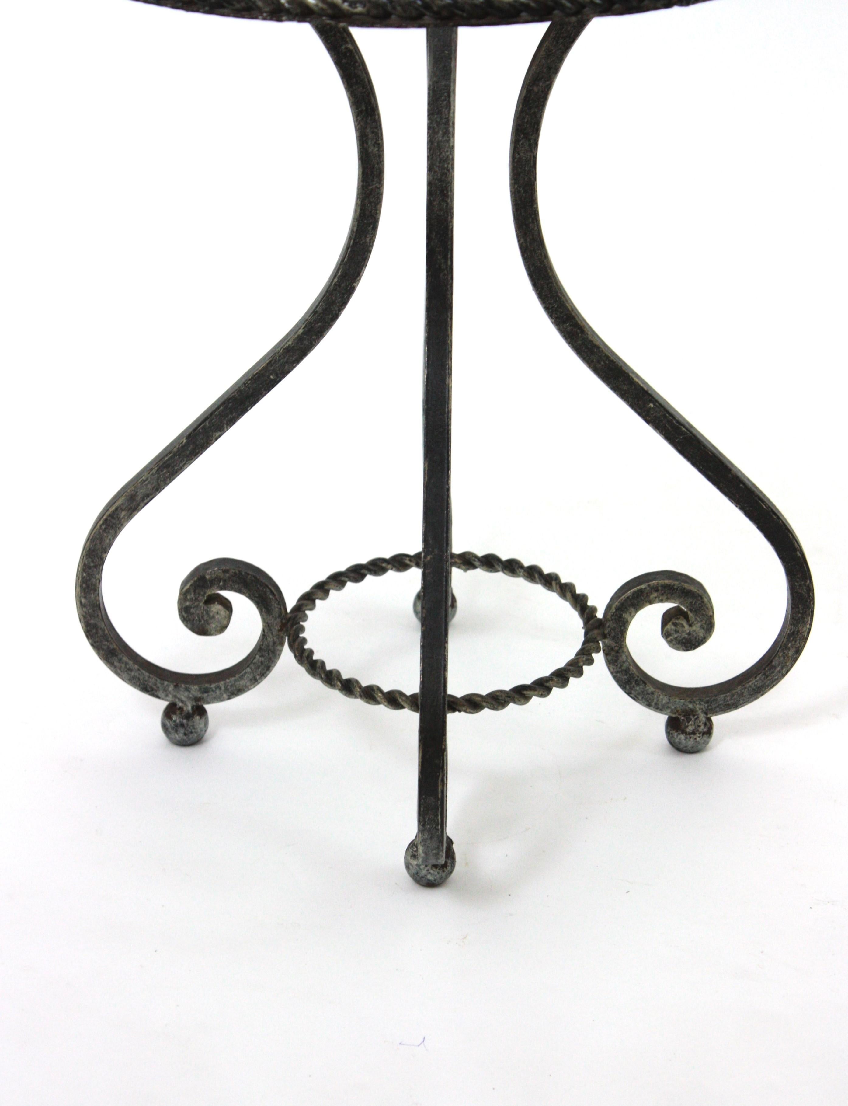 Spanish Gueridon Drinks Occassional Low Side Table in Wrought Iron For Sale 6