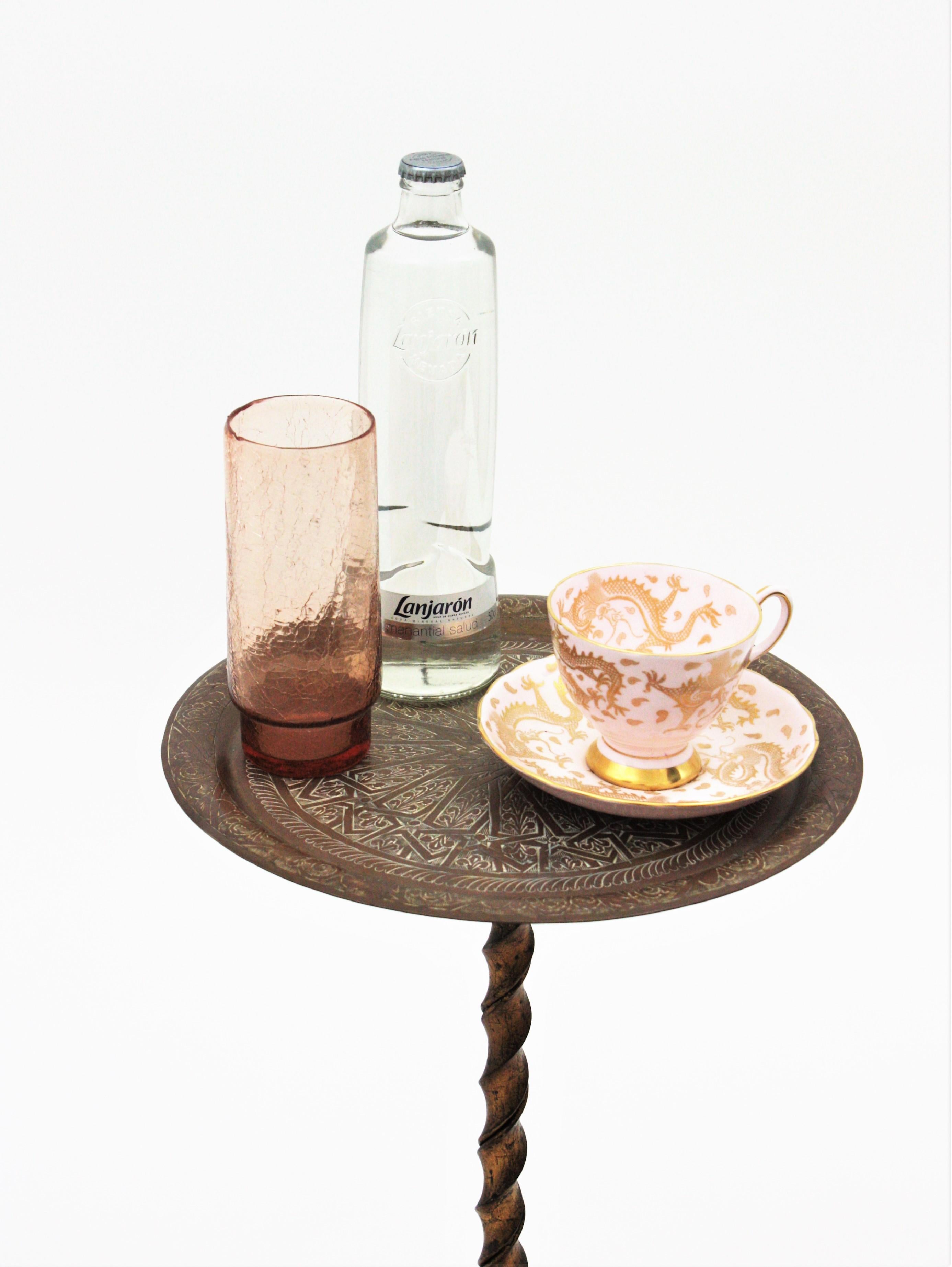 Drink Table / Side Table / Gueridon, Gilt Iron & Brass Top In Good Condition In Barcelona, ES