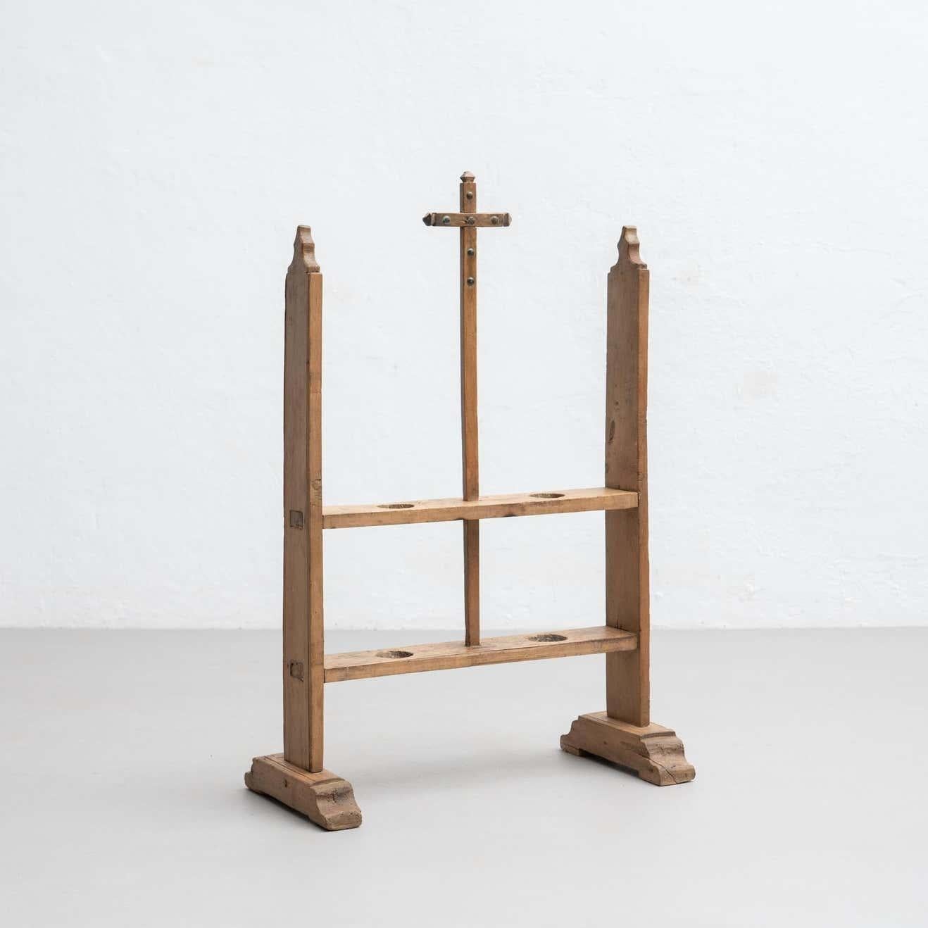 Portacandele in legno antico tradizionale spagnolo 