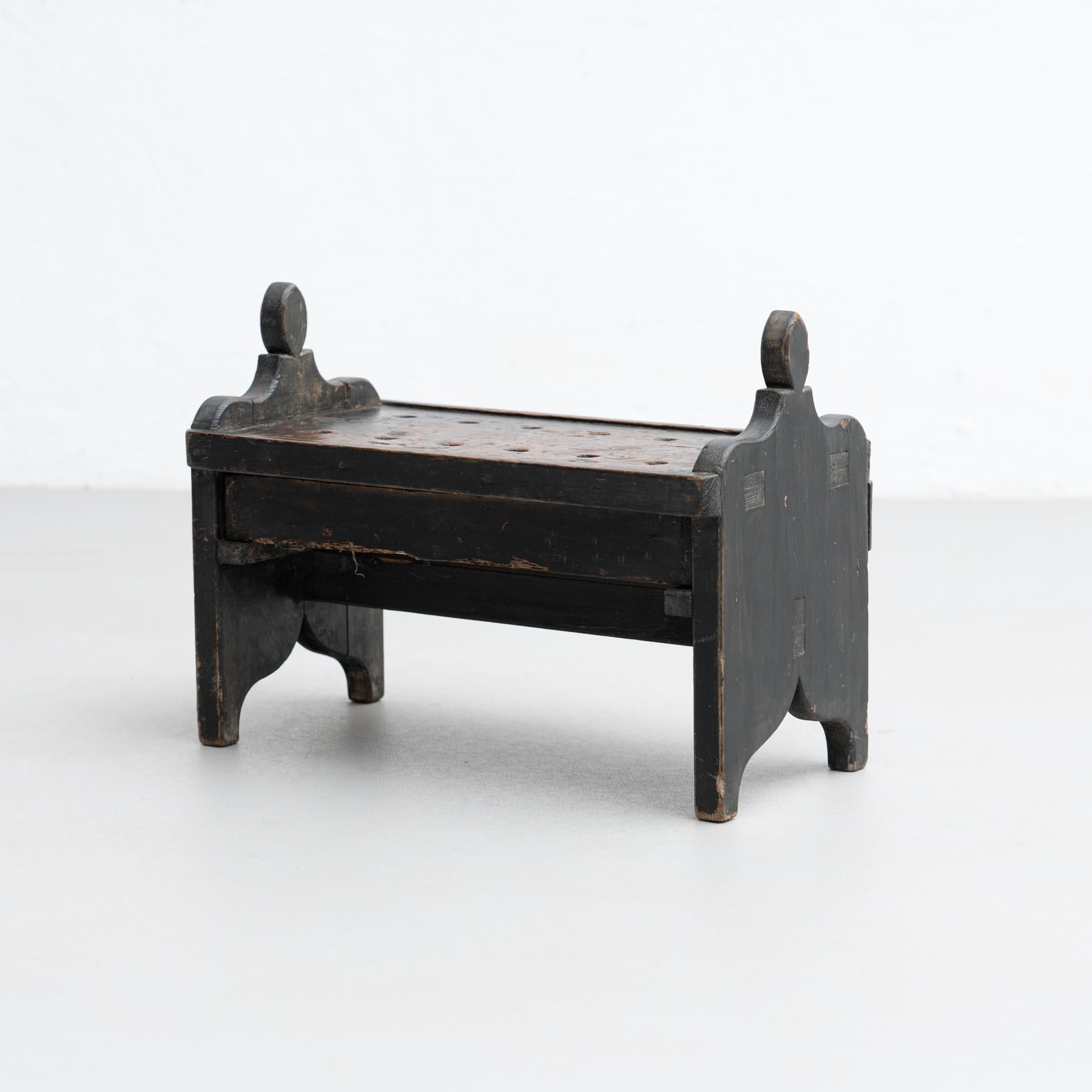 Spanish 'Hachero' Traditional Ancient Stained Wood Candleholder, circa 1930 6
