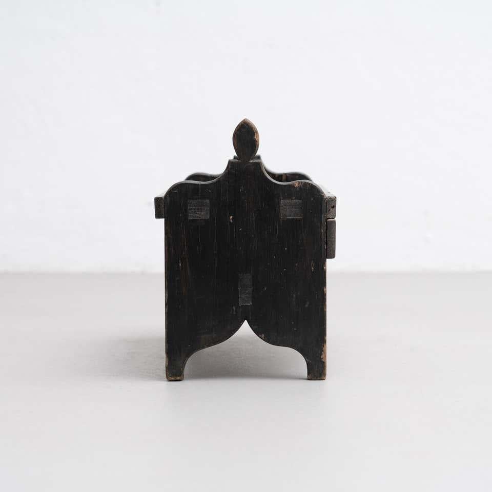 Spanish 'Hachero' Traditional Ancient Stained Wood Candleholder, circa 1930 For Sale 7