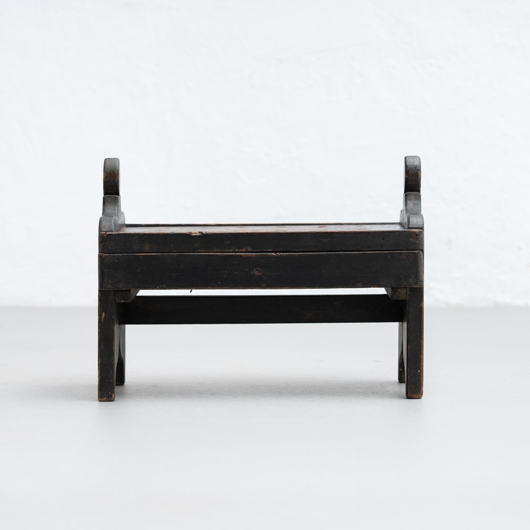 Spanish 'Hachero' Traditional Ancient Stained Wood Candleholder, circa 1930 3