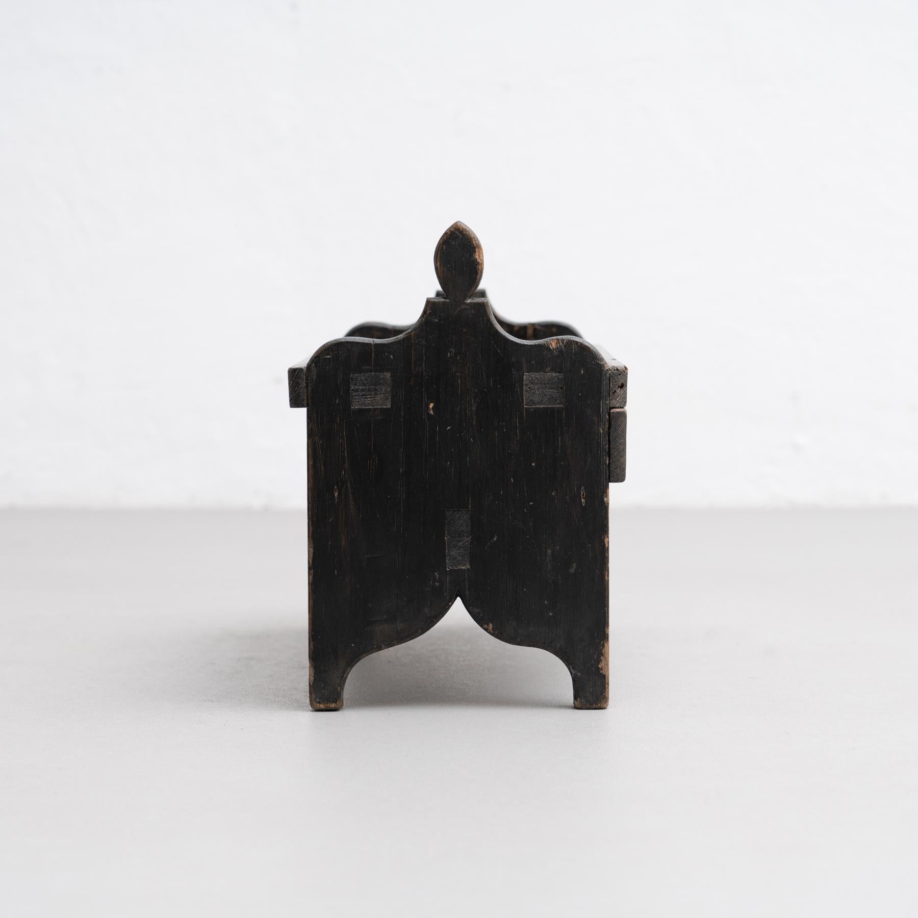 Spanish 'Hachero' Traditional Ancient Stained Wood Candleholder, circa 1930 4