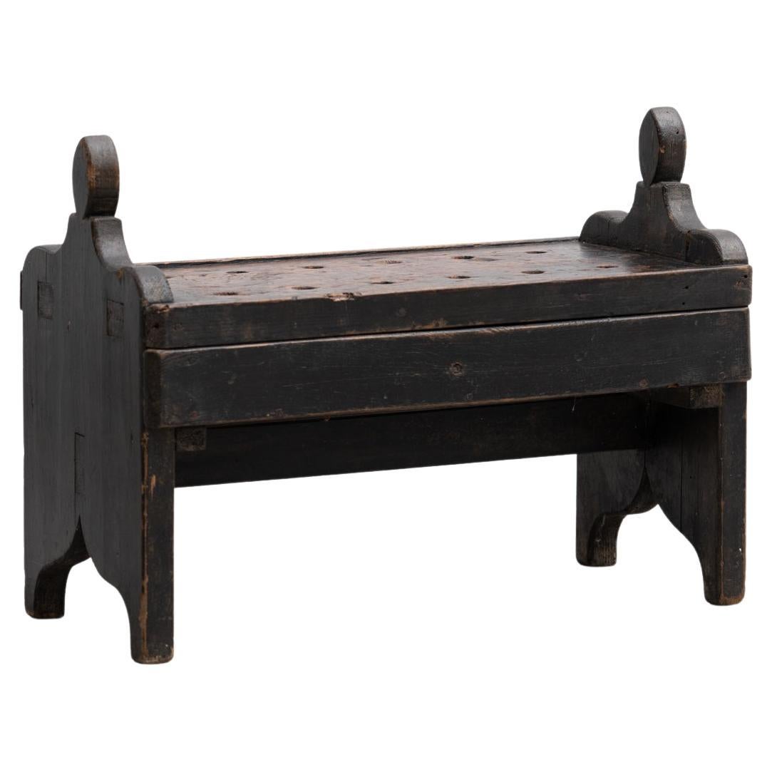 Spanish 'Hachero' Traditional Ancient Stained Wood Candleholder, circa 1930