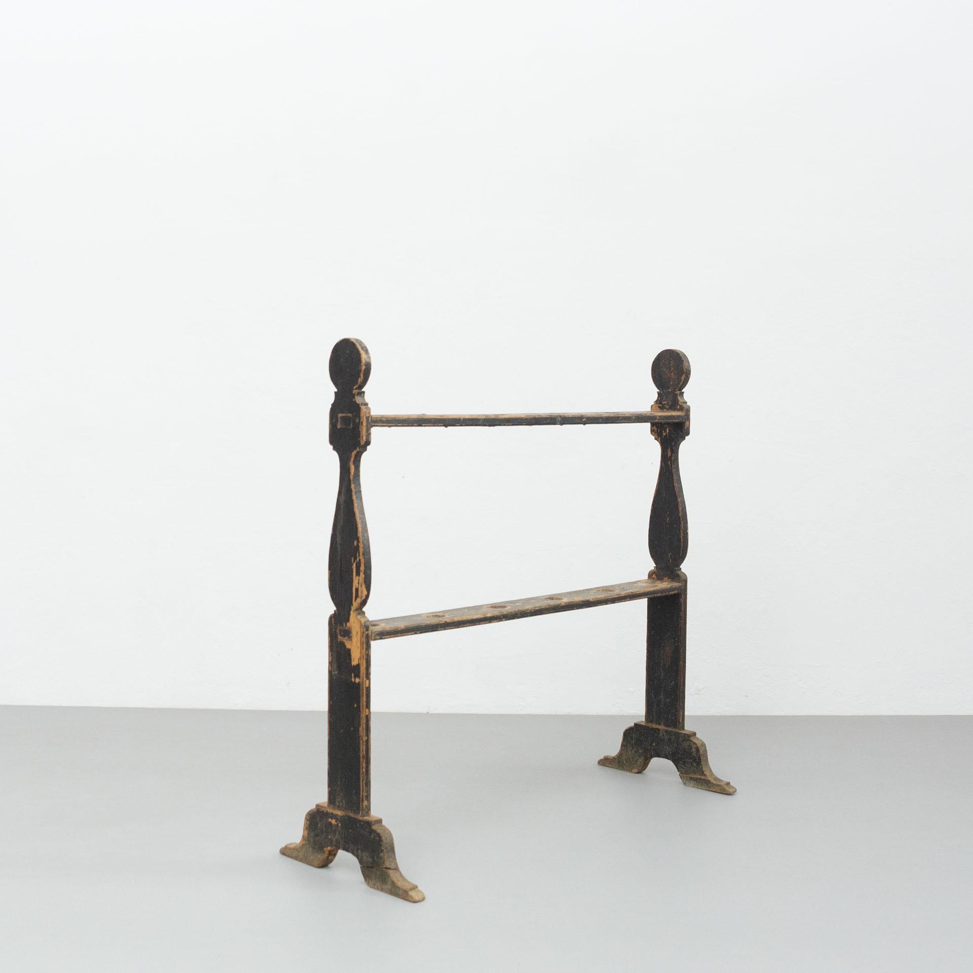 Mid-Century Modern Spanish 'Hachero' Traditional Ancient Wood Candleholder, circa 1890