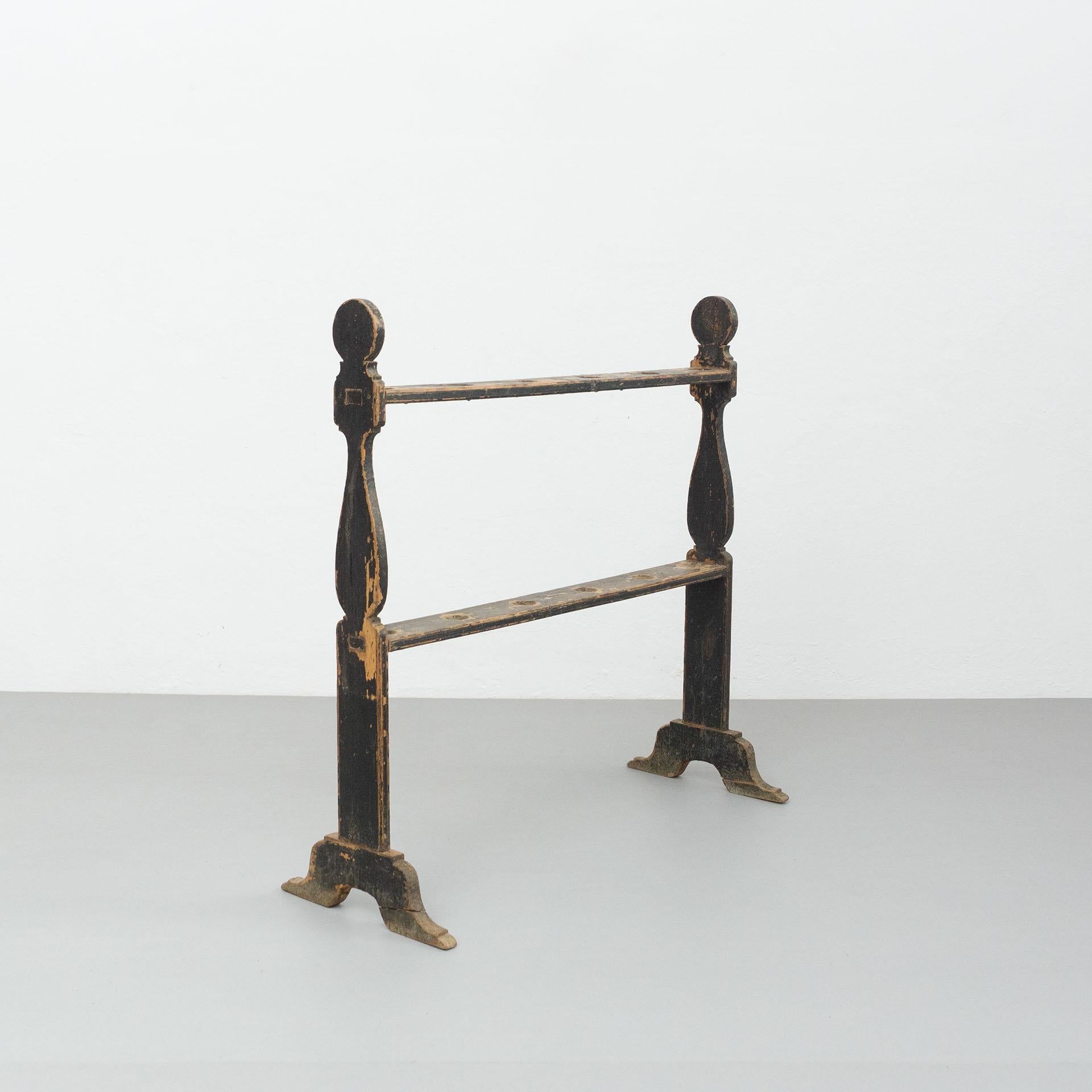 Late 19th Century Spanish 'Hachero' Traditional Ancient Wood Candleholder, circa 1890