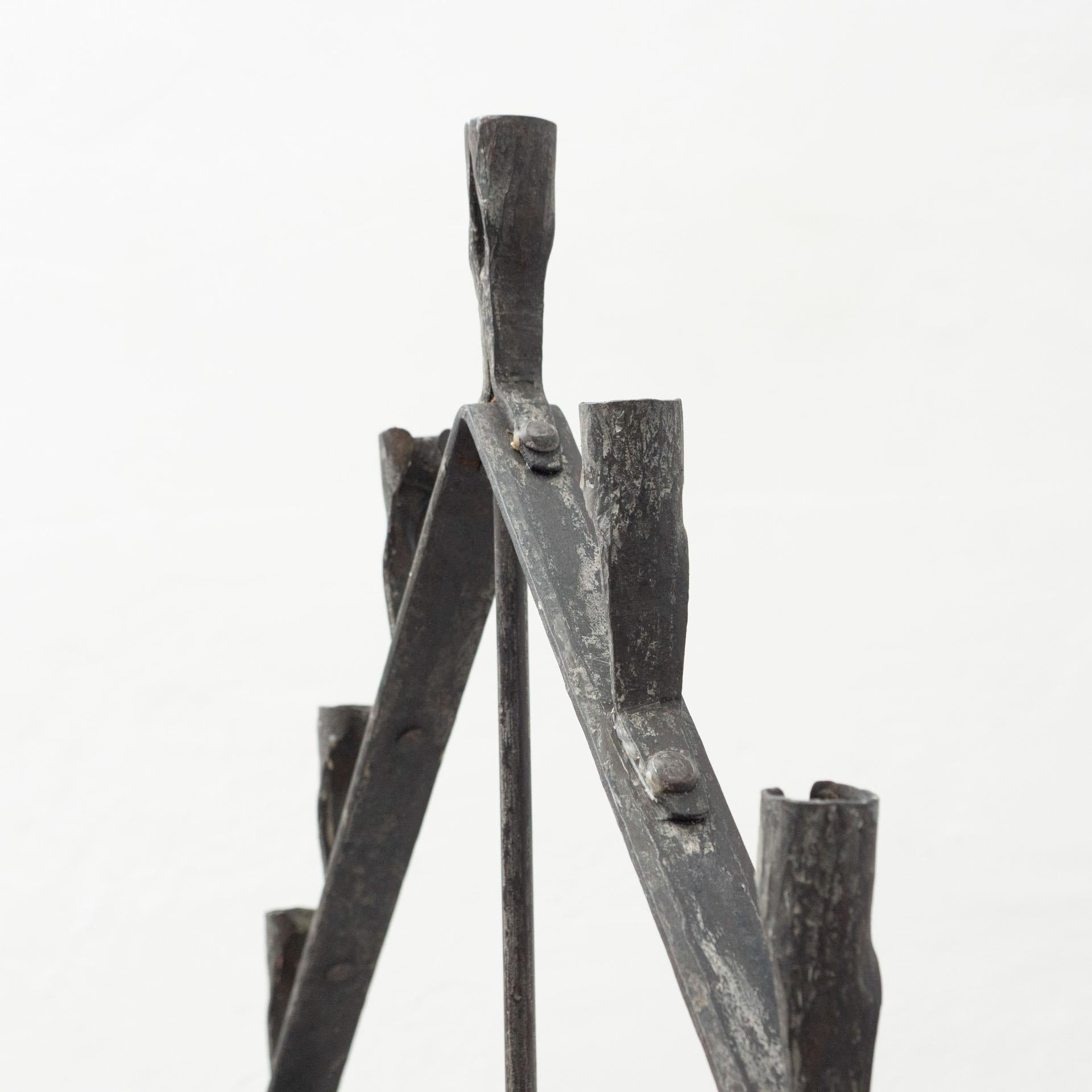 Spanish 'Hachero' Traditional Ancient Wrought Iron Candleholder, circa 1930 9