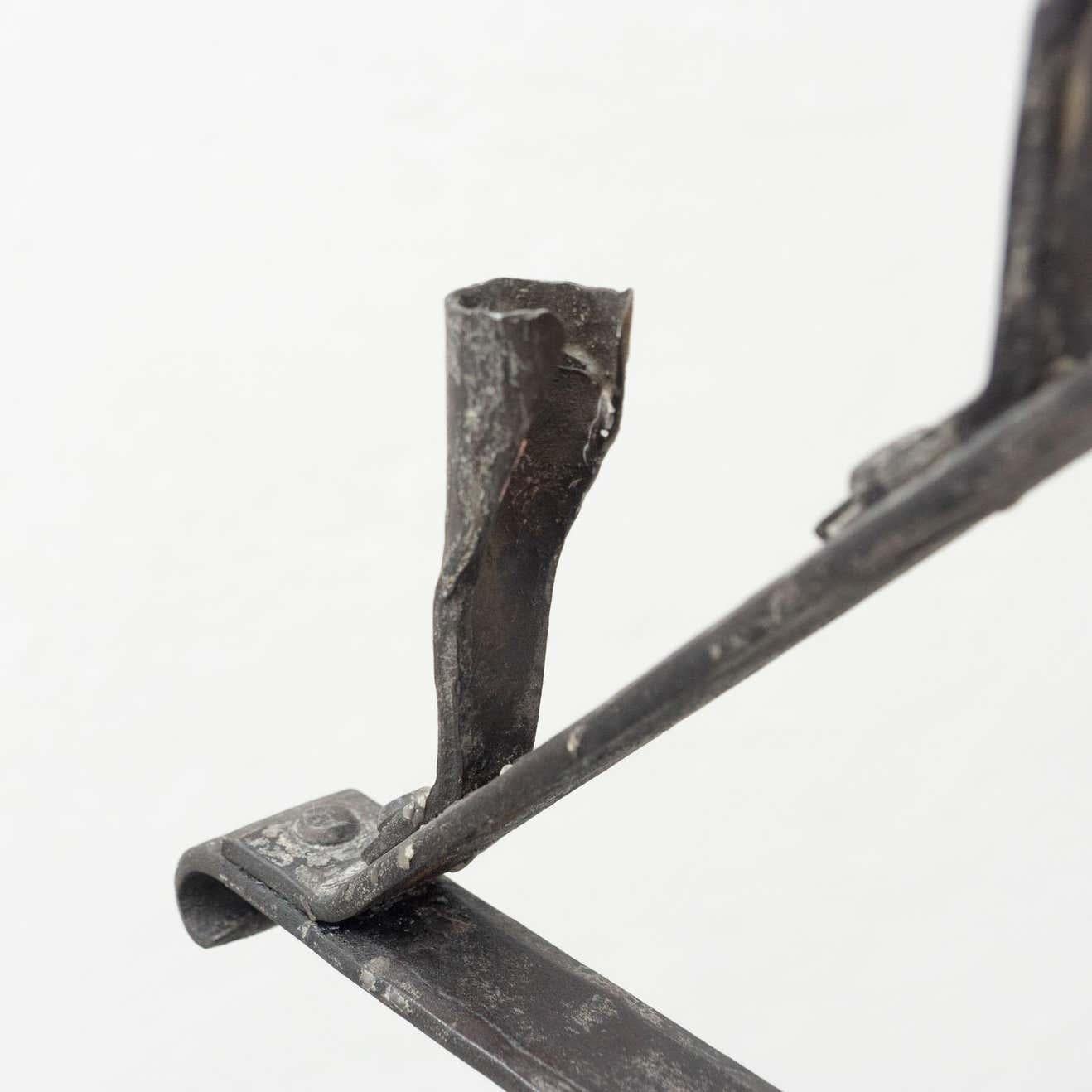 Spanish 'Hachero' Traditional Ancient Wrought Iron Candleholder, circa 1930 For Sale 6