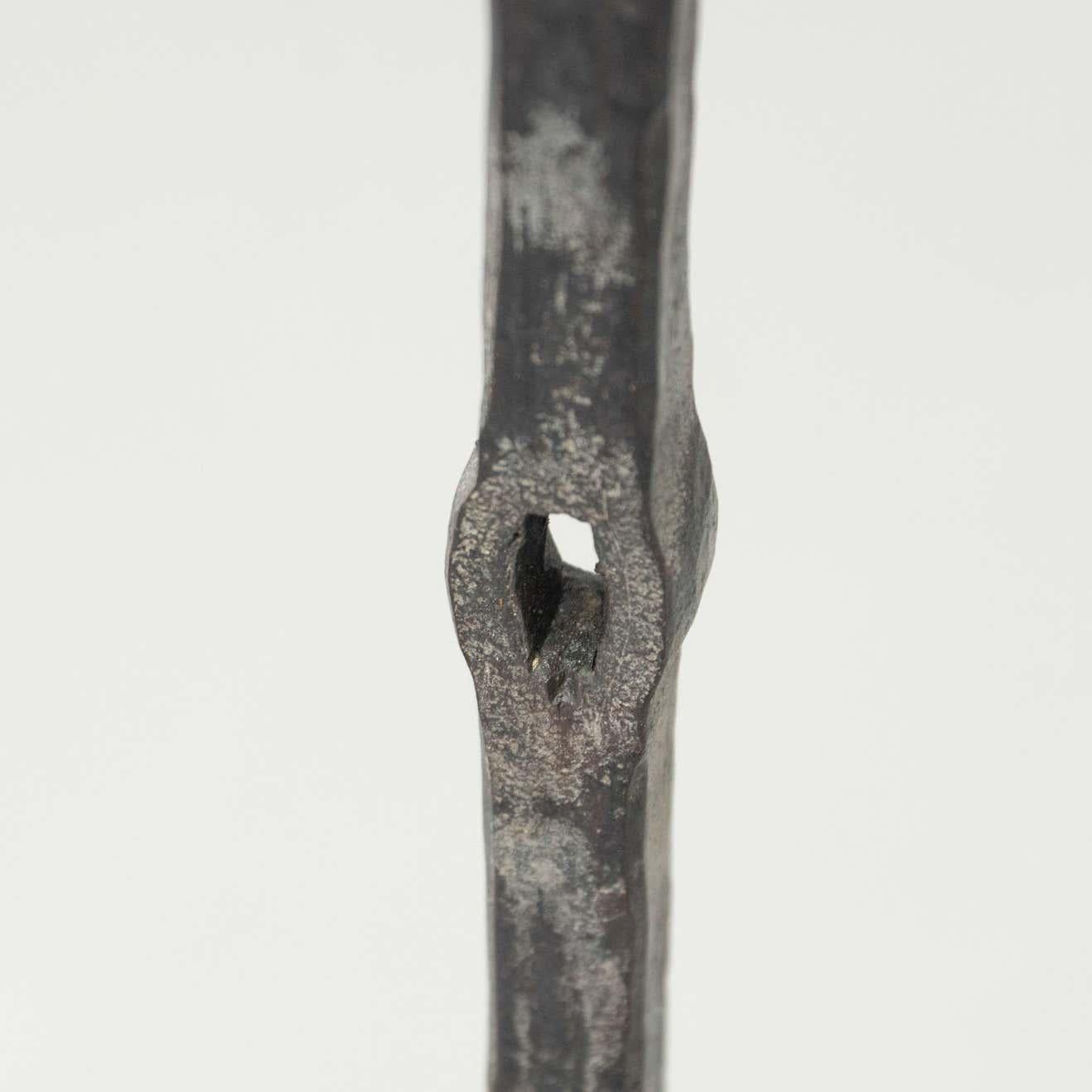 Spanish 'Hachero' Traditional Ancient Wrought Iron Candleholder, circa 1930 For Sale 8
