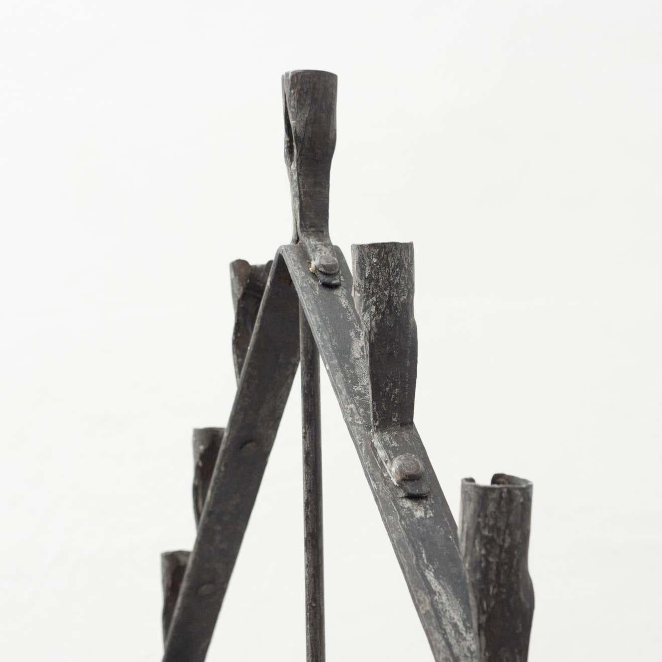 Spanish 'Hachero' Traditional Ancient Wrought Iron Candleholder, circa 1930 For Sale 9