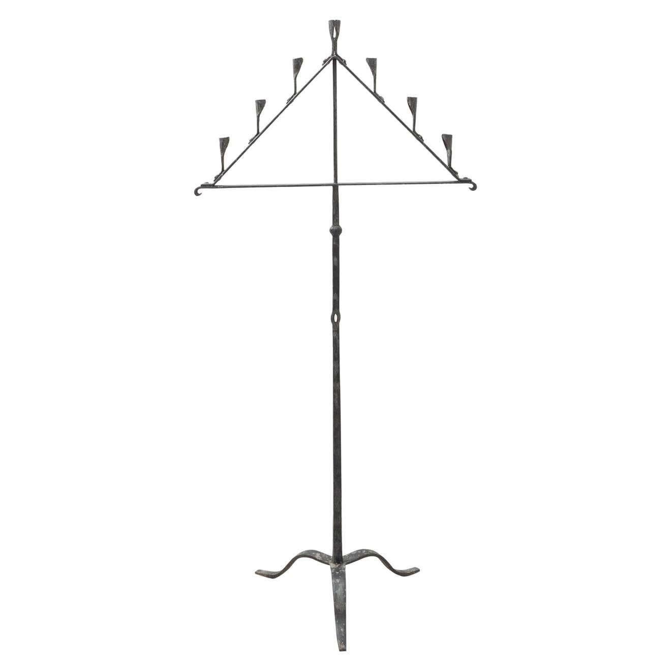Spanish 'Hachero' Traditional Ancient Wrought Iron Candleholder, circa 1930 For Sale 11