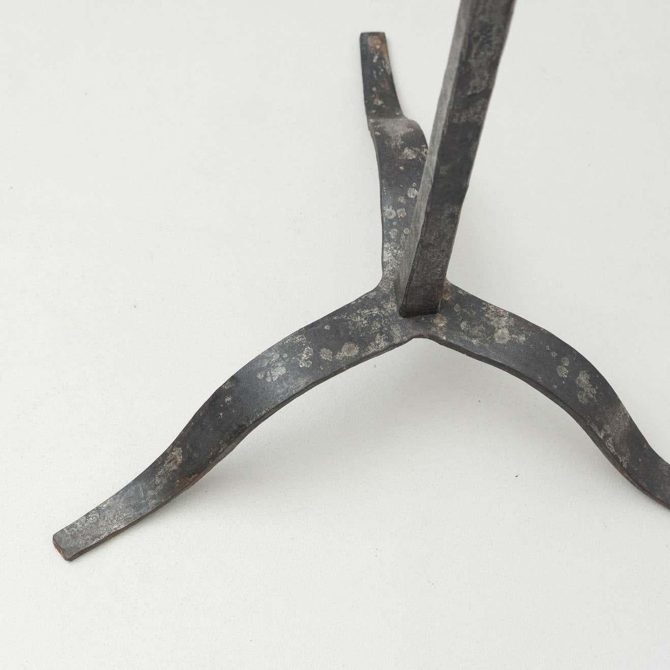 Spanish 'Hachero' Traditional Ancient Wrought Iron Candleholder, circa 1930 For Sale 1